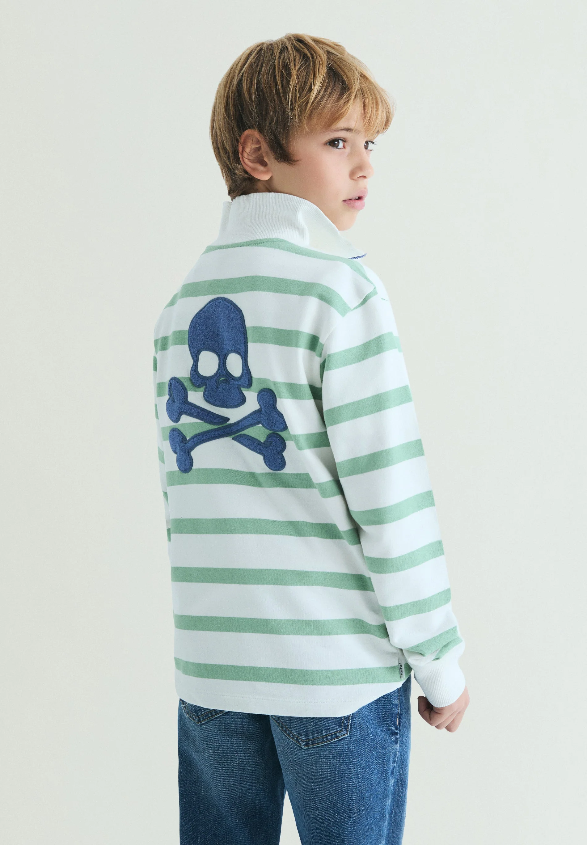 STRIPED SWEATSHIRT WITH POLO SHIRT COLLAR - Image 2
