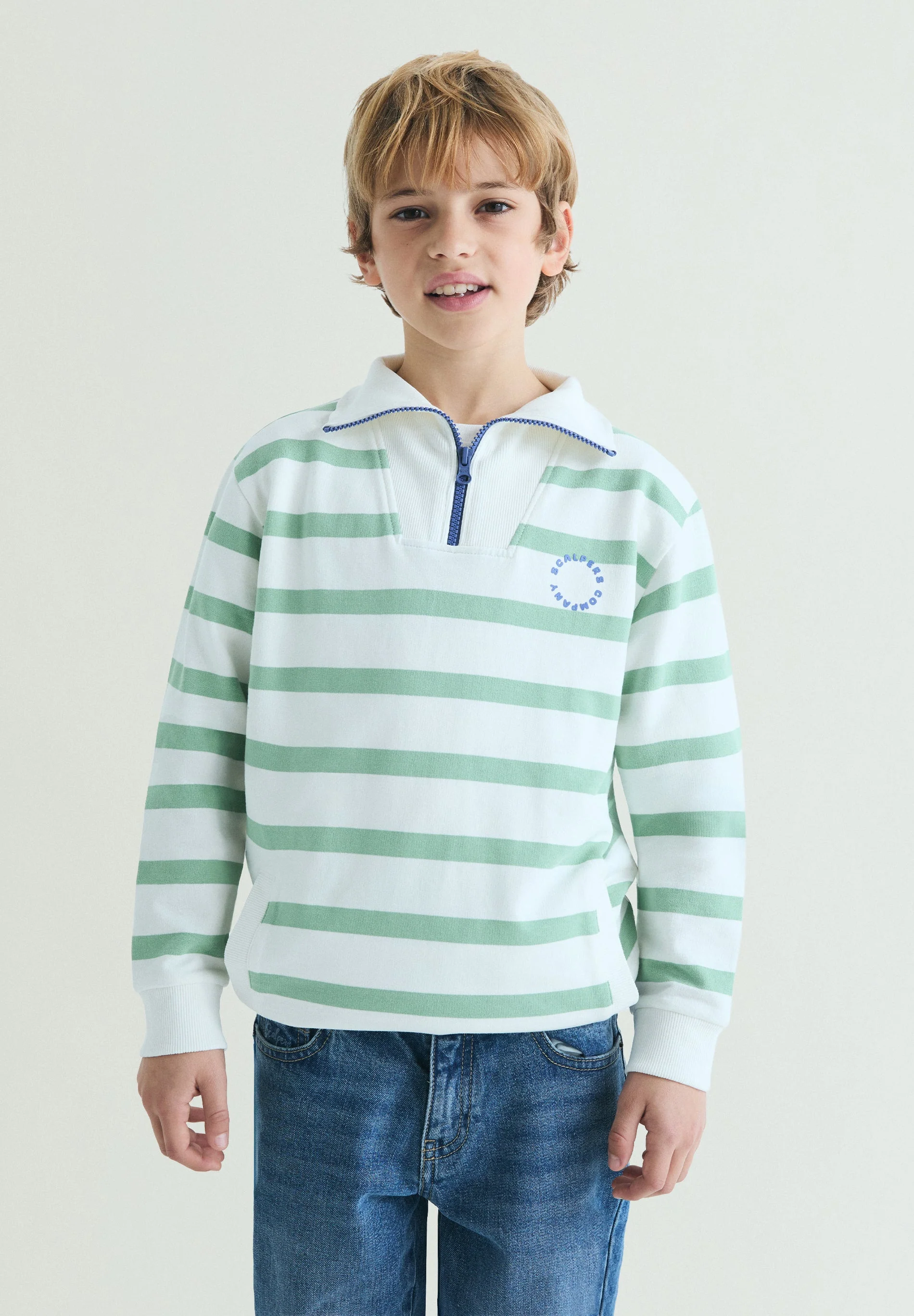 STRIPED SWEATSHIRT WITH POLO SHIRT COLLAR - Image 3