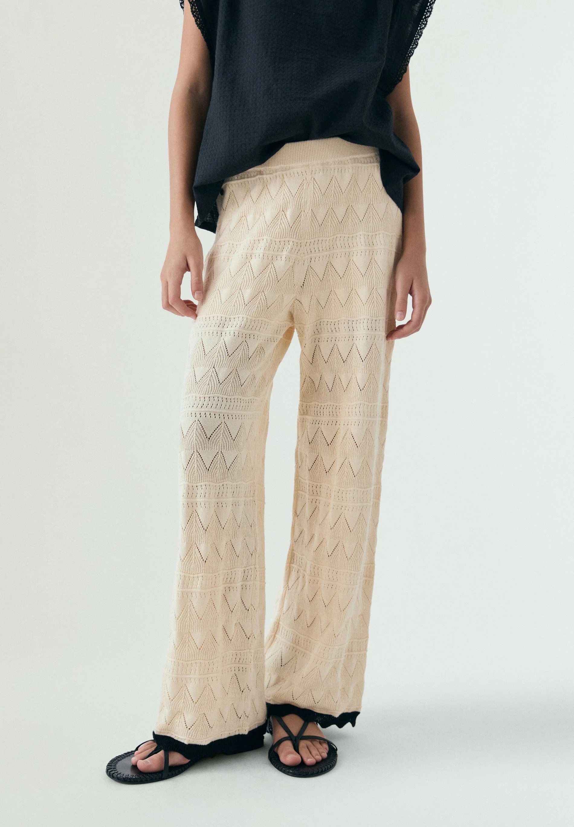 OPENWORK KNIT TROUSERS - Image 3