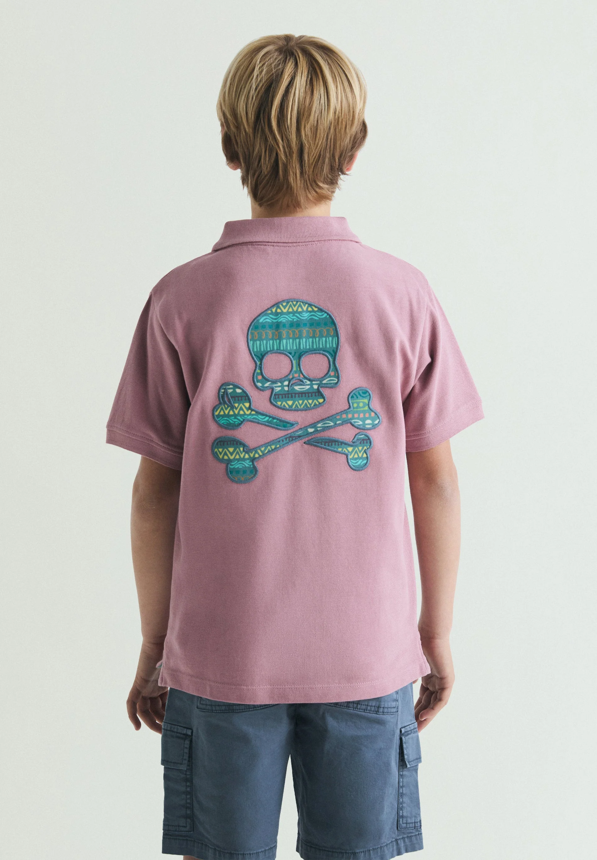 POLO SHIRT WITH CONTRAST EMBROIDERED SKULL