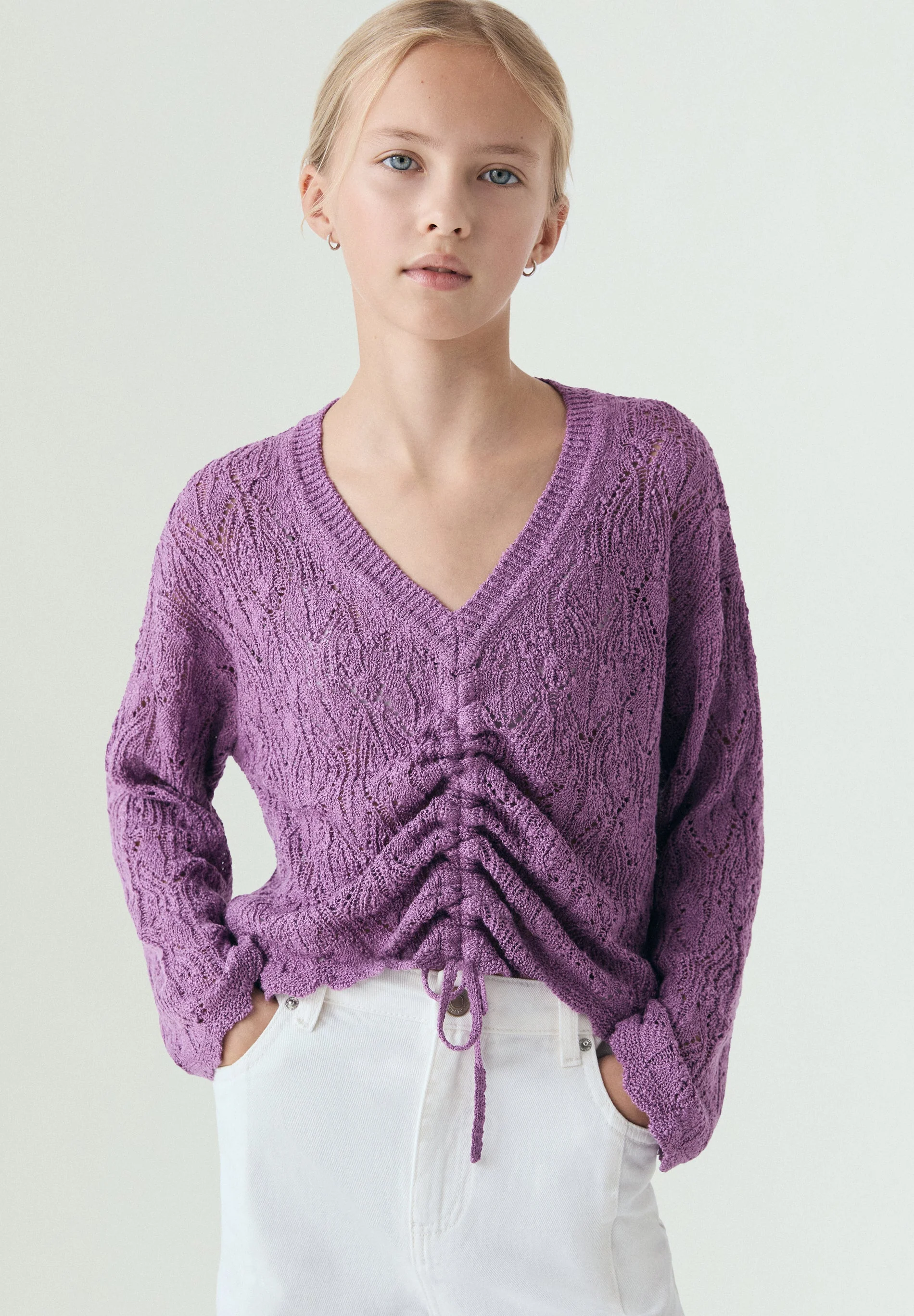 OPENWORK KNIT CARDIGAN