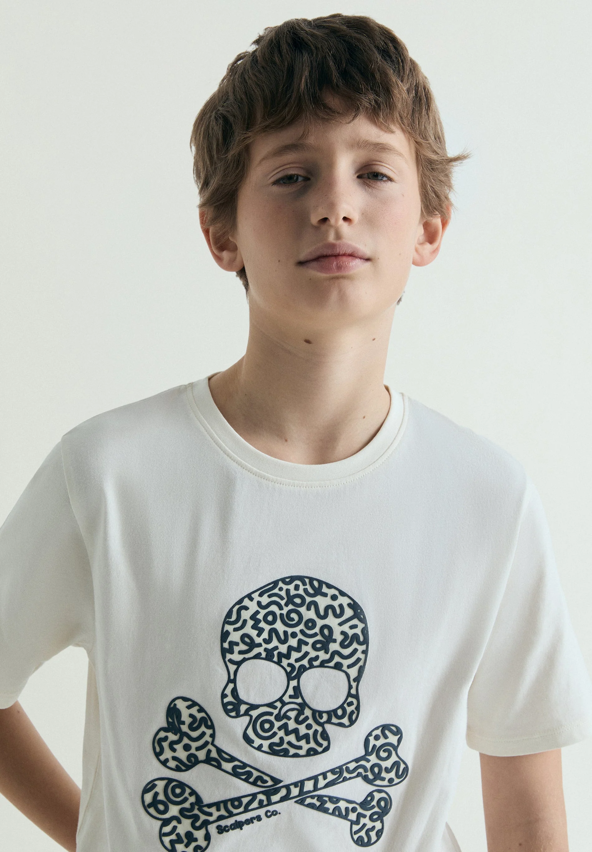 COTTON T-SHIRT WITH PRINTED SKULL
