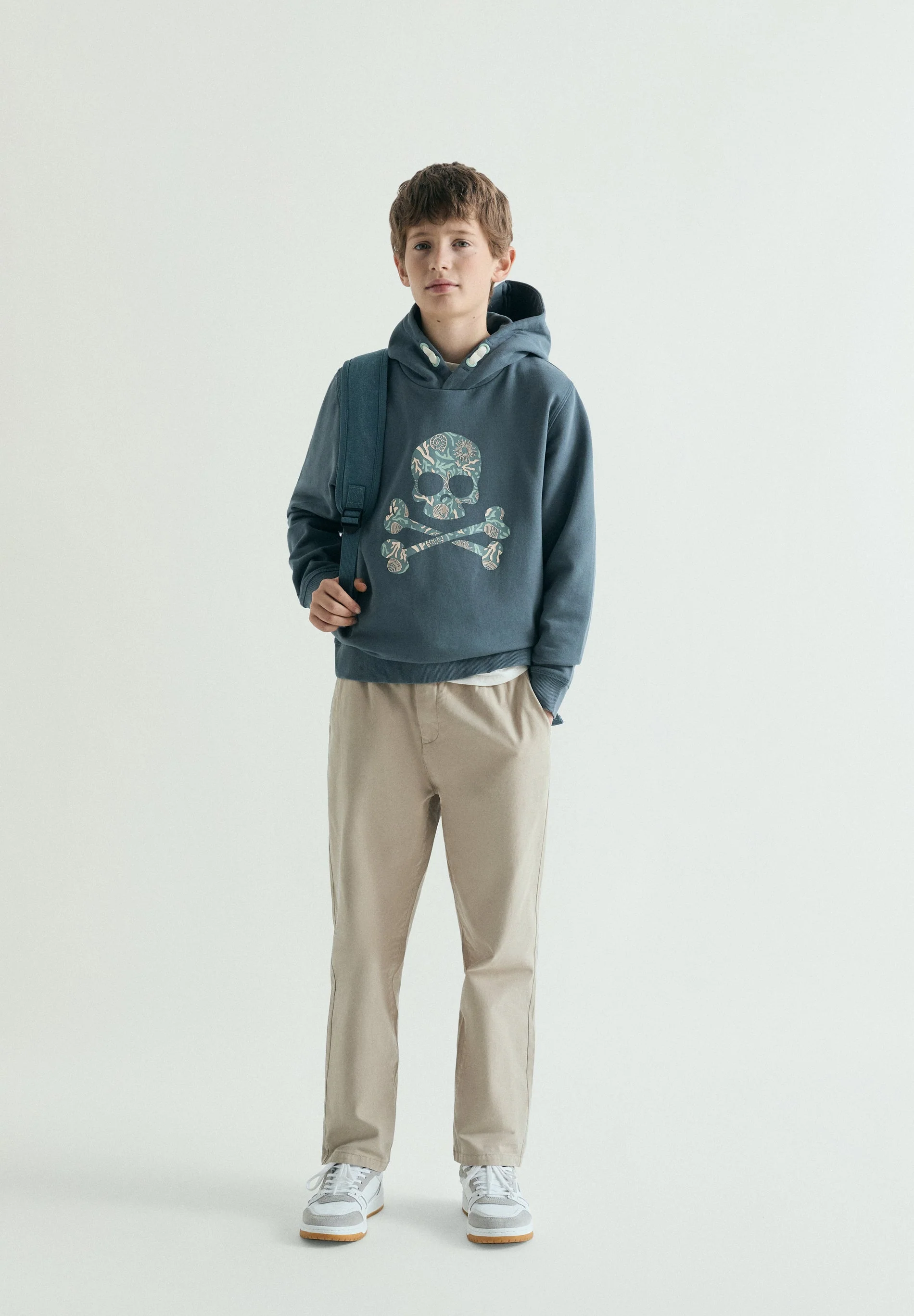 PRINTED SKULL DETAIL HOODIE - Image 2