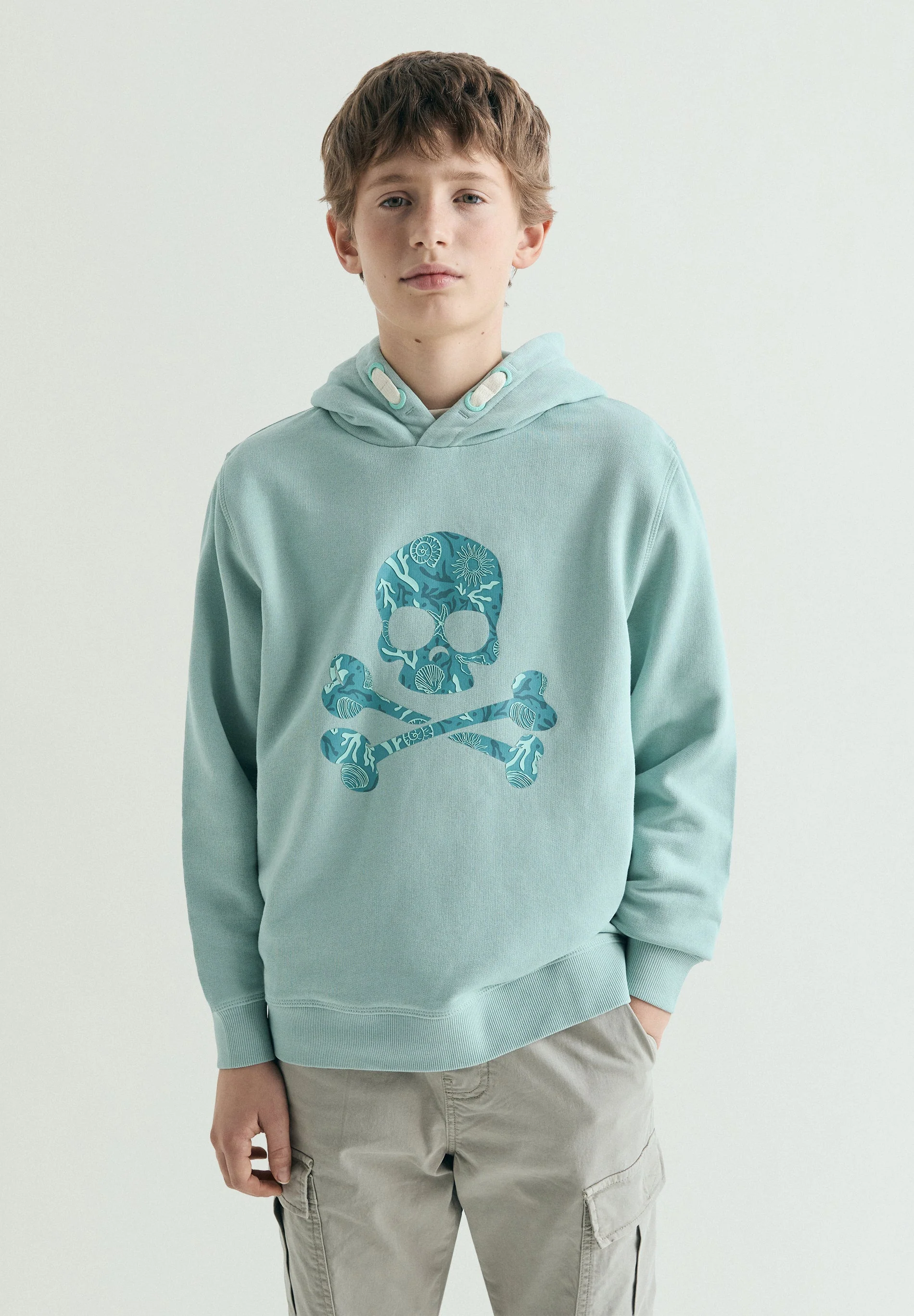 PRINTED SKULL DETAIL HOODIE
