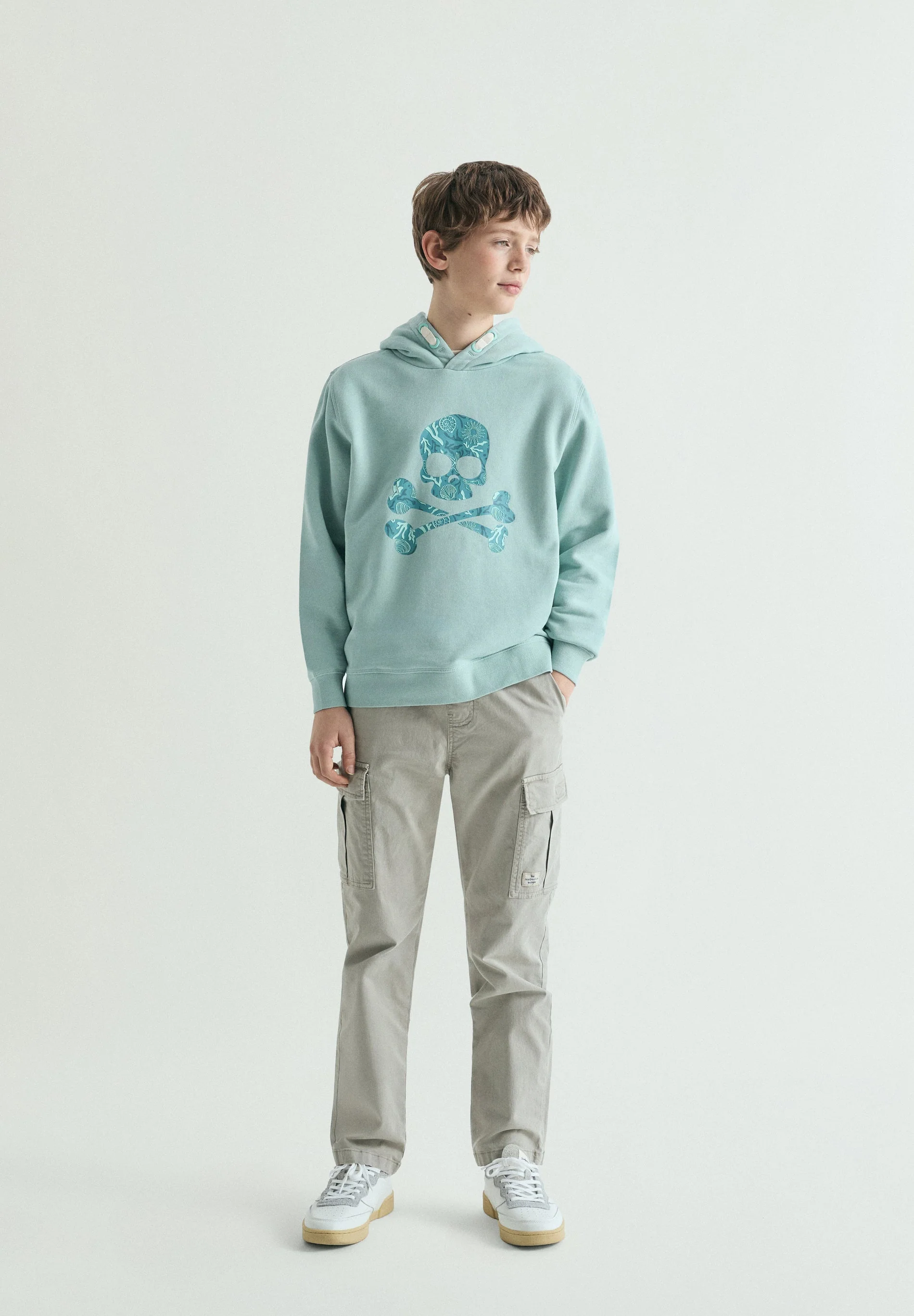 PRINTED SKULL DETAIL HOODIE - Image 2