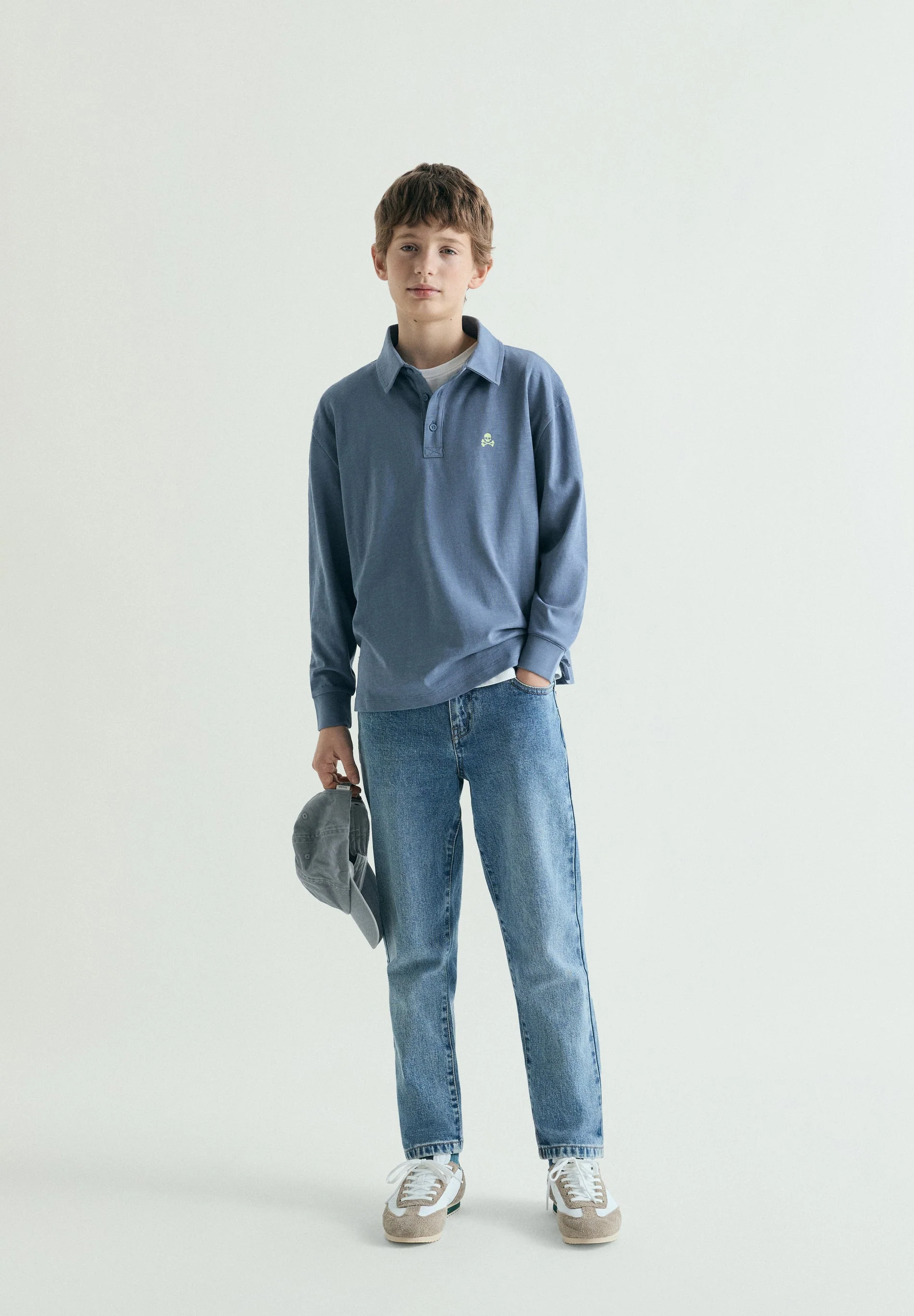 LONG SLEEVE POLO SHIRT WITH CONTRAST PRINT - Image 2