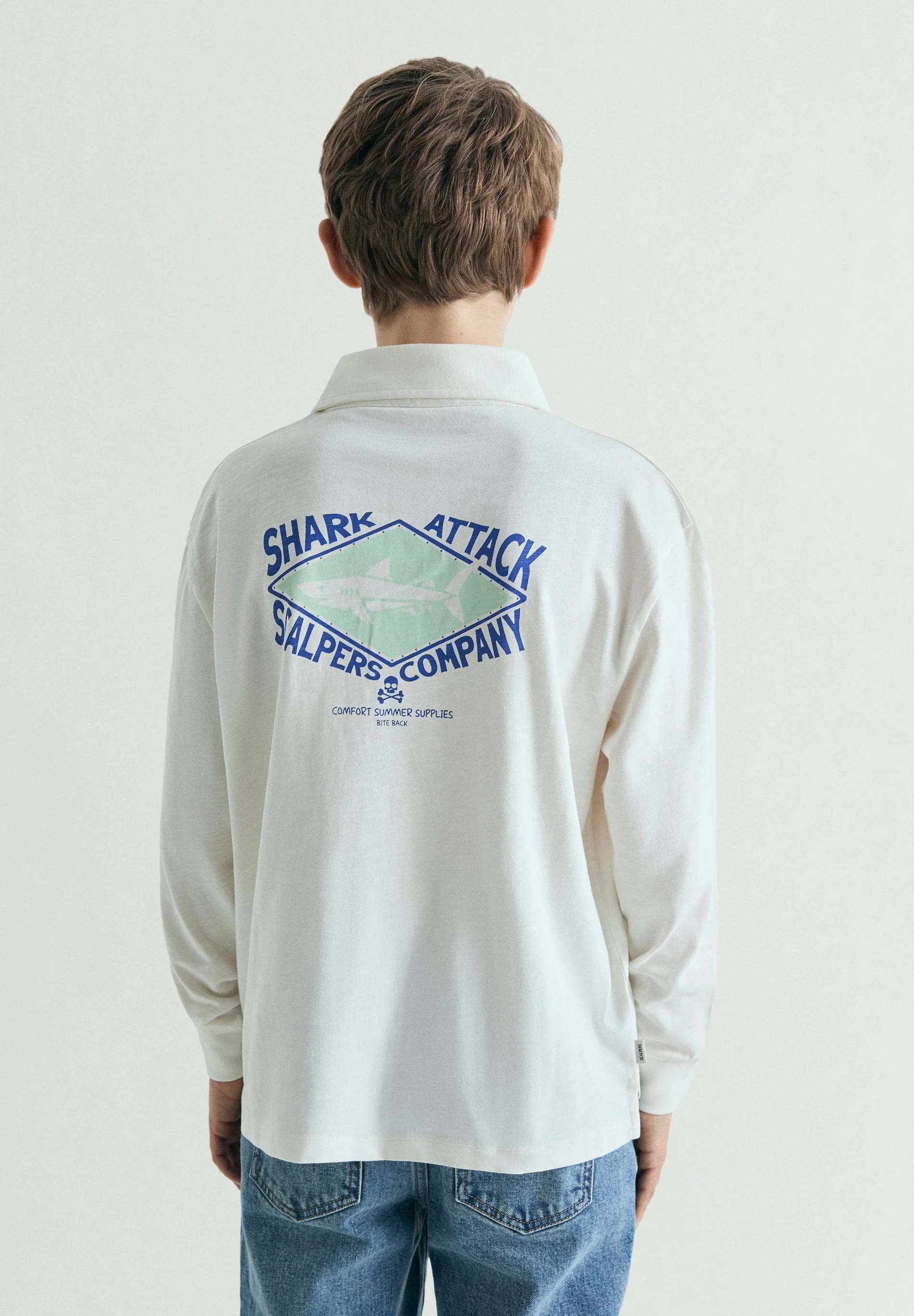 LONG SLEEVE POLO SHIRT WITH CONTRAST PRINT