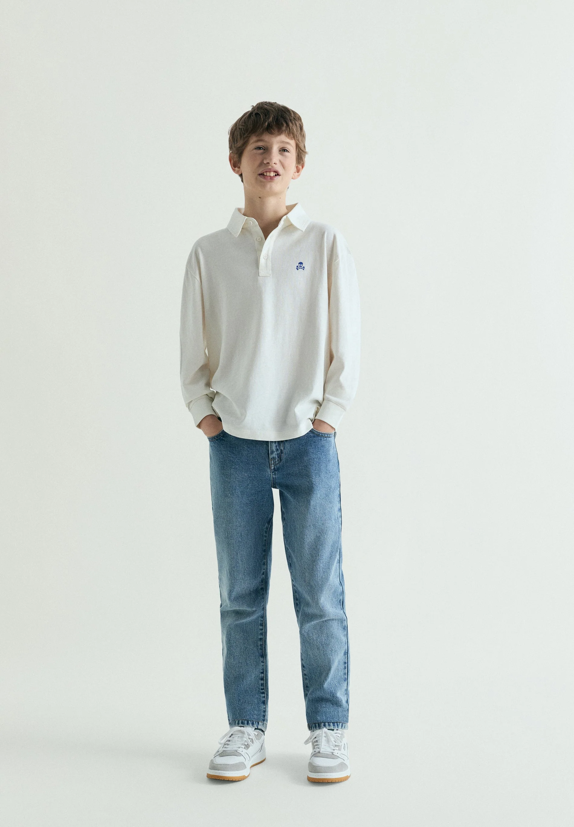 LONG SLEEVE POLO SHIRT WITH CONTRAST PRINT - Image 4