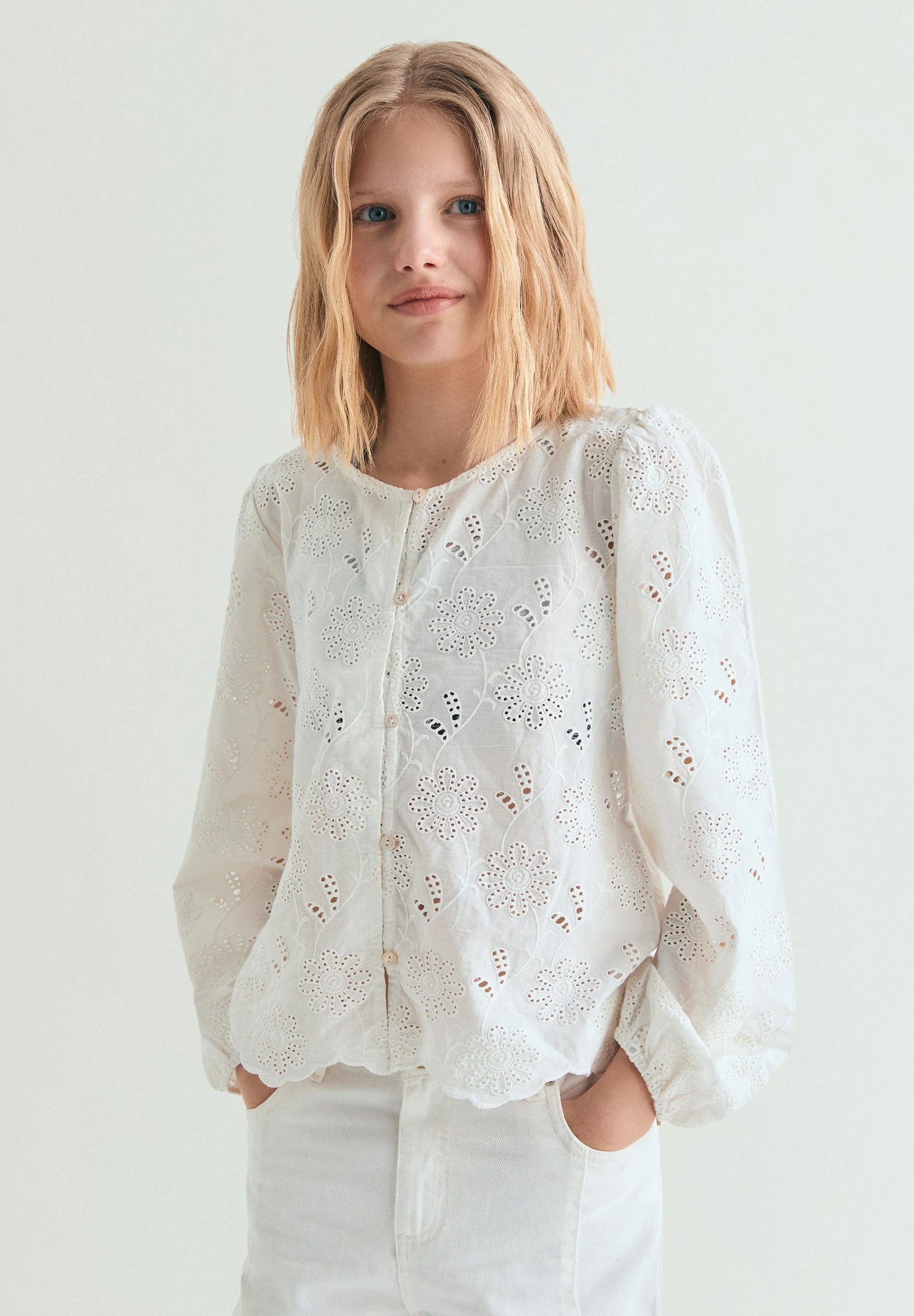 PERFORATED BLOUSE WITH BUTTONS - Image 4