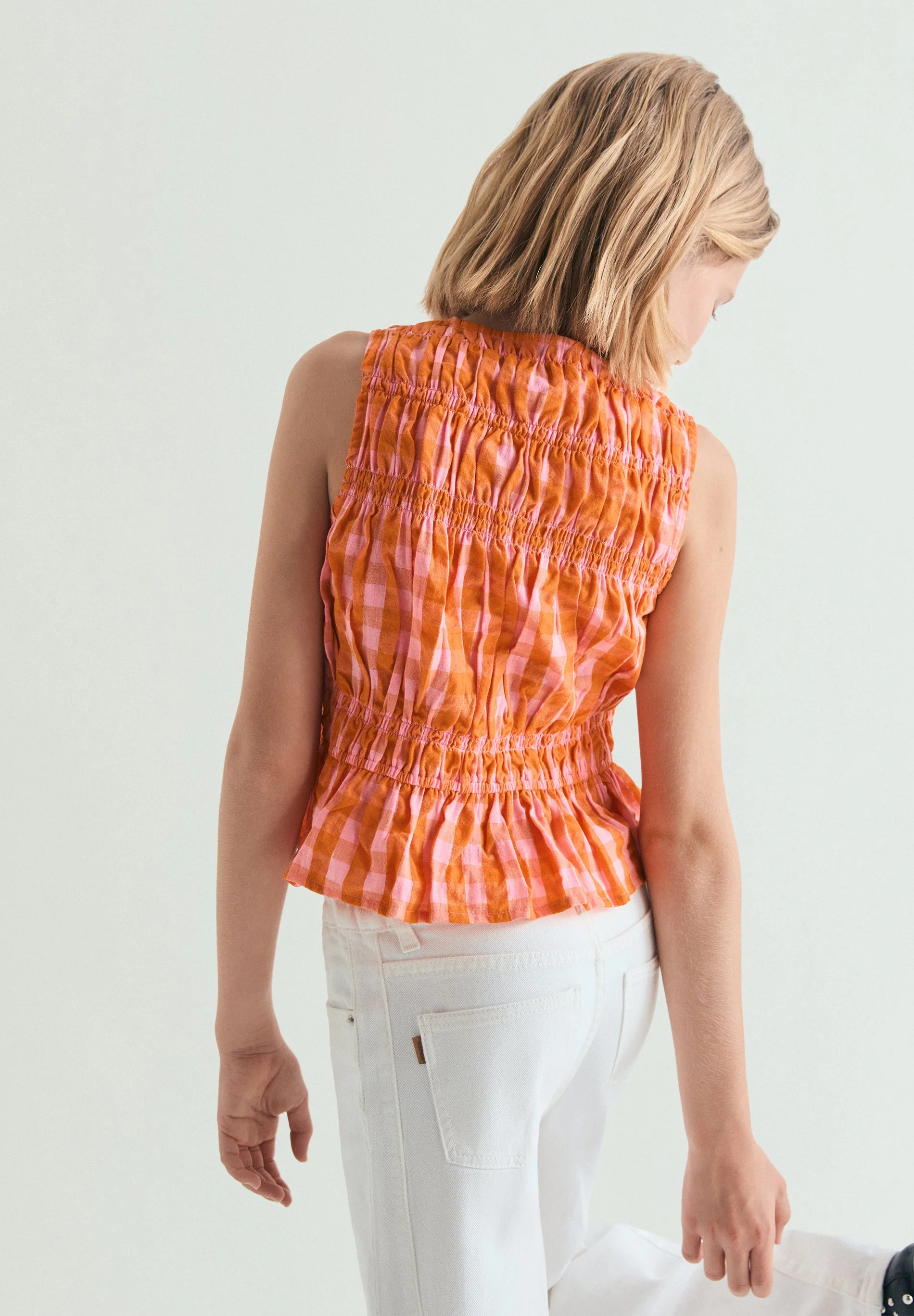 GATHERED GINGHAM TOP - Image 5