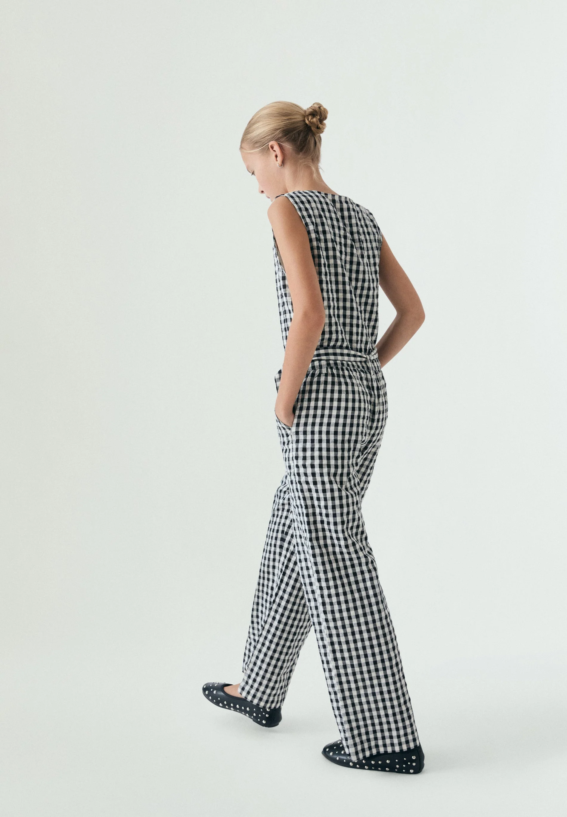 BELTED GINGHAM JUMPSUIT - Image 5