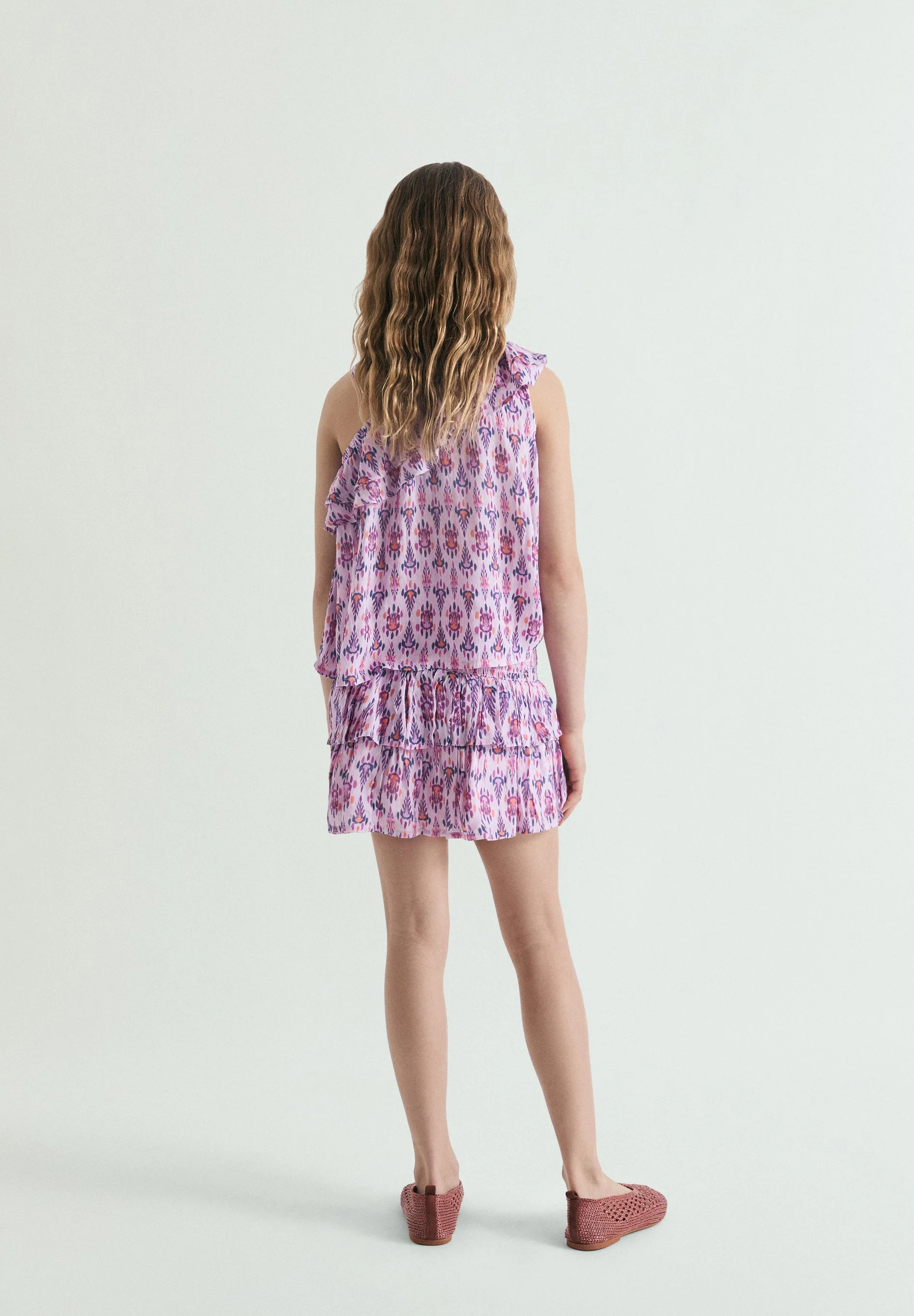 MULTICOLOUR SKIRT WITH SMOCKING - Image 4