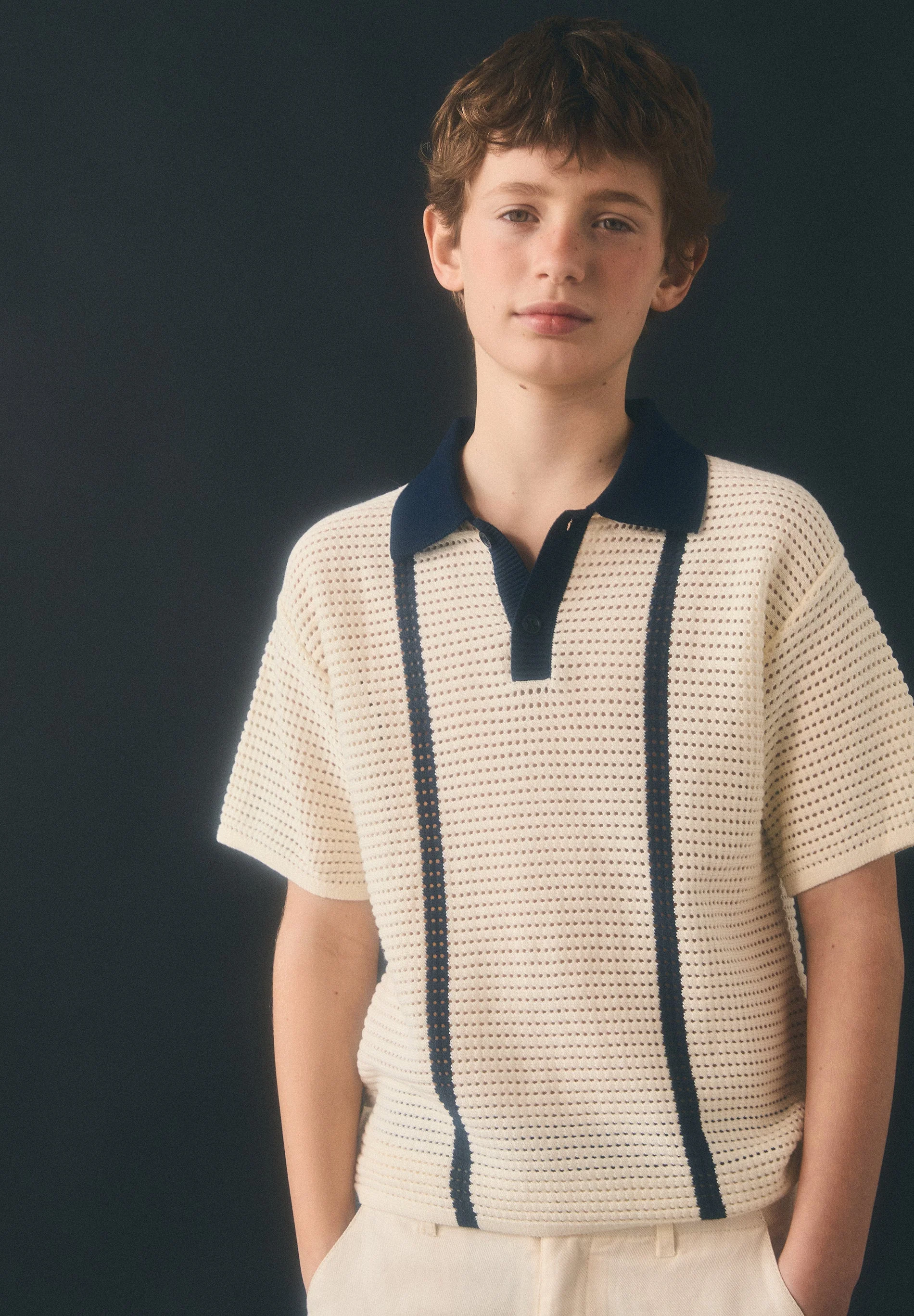 CONTRAST FINE-KNIT POLO SHIRT - Image 6