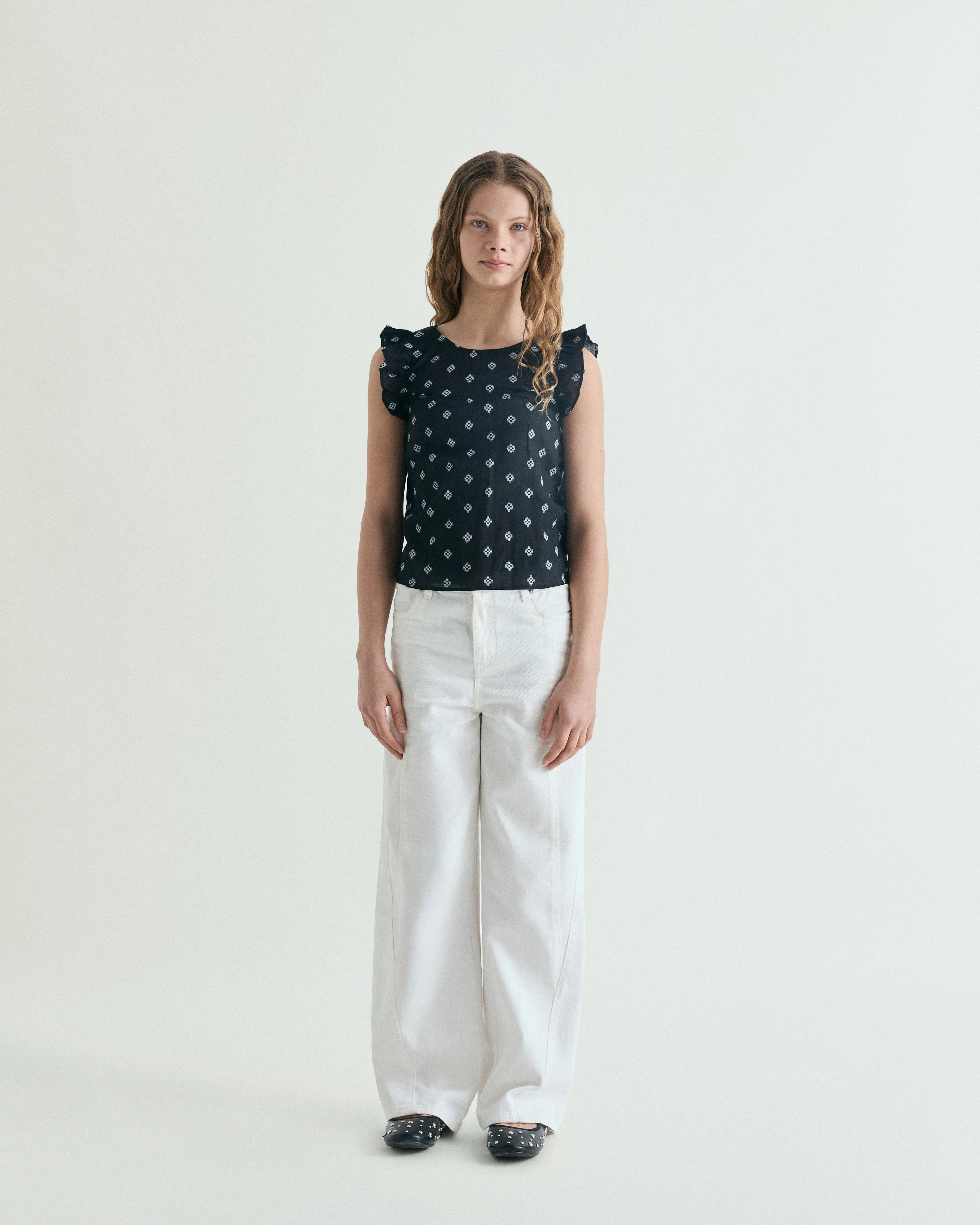 SLEEVELESS JACQUARD BLOUSE - Image 2