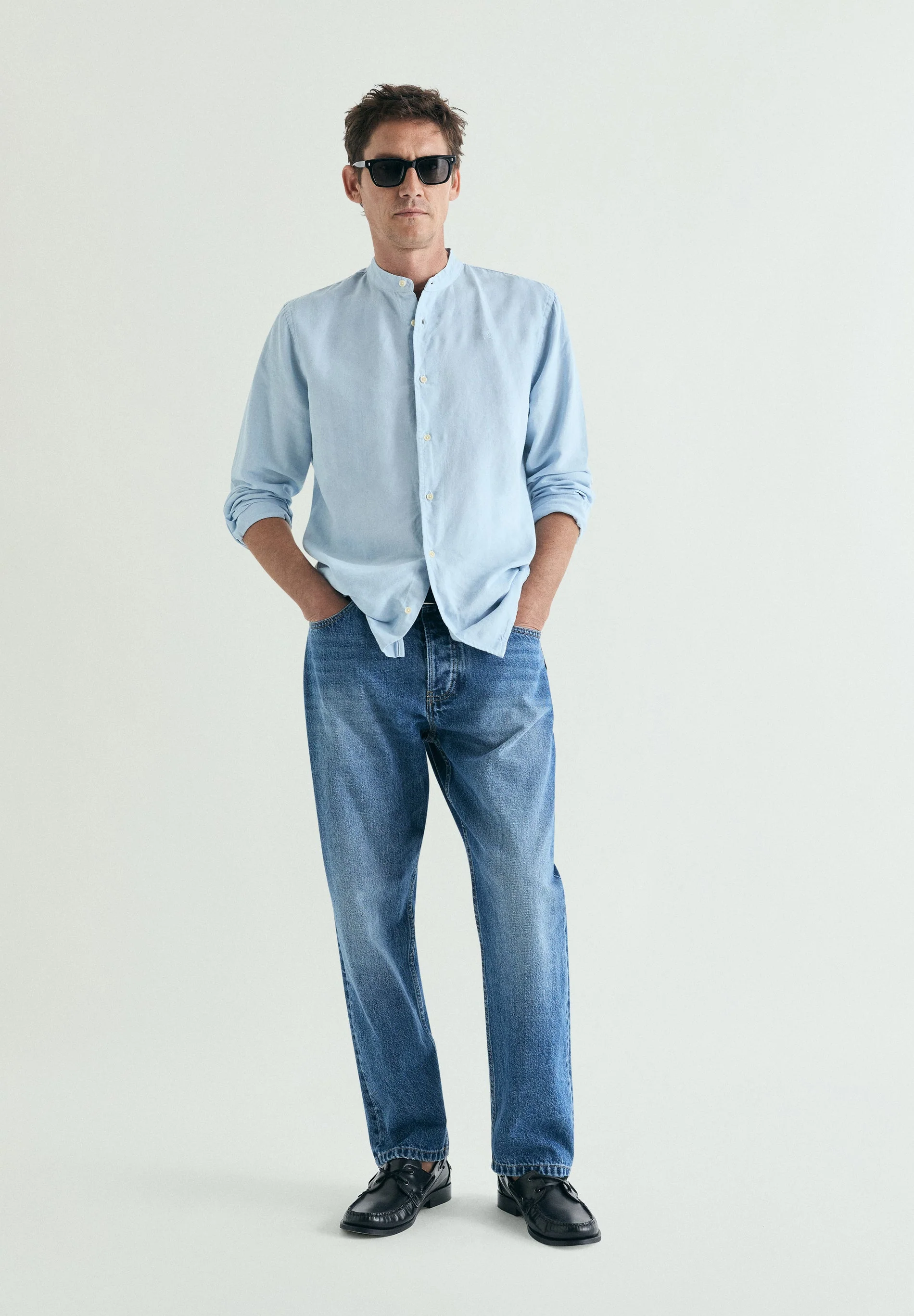 LINEN SHIRT WITH STAND-UP COLLAR - Image 3