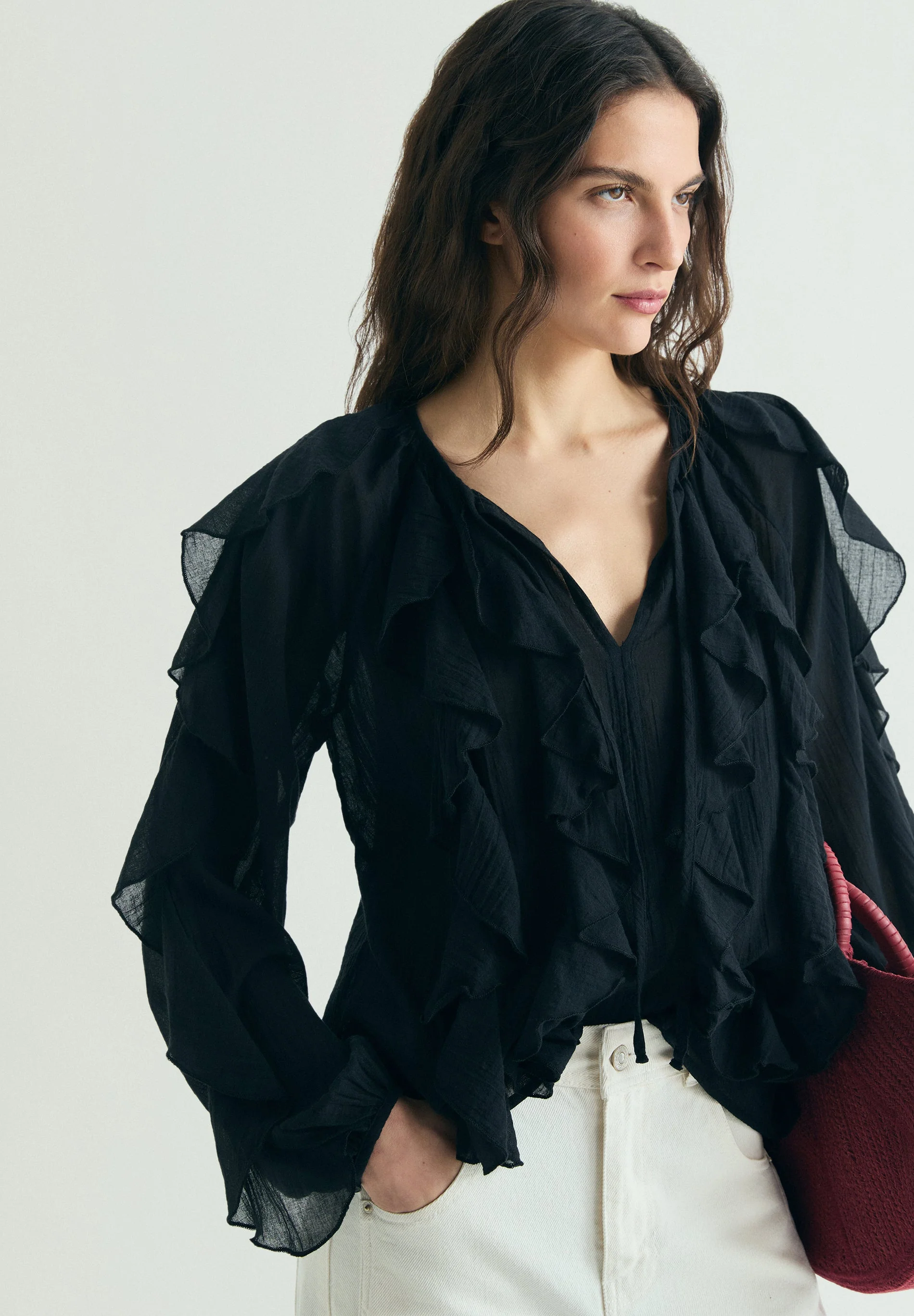 COTTON RUFFLED BLOUSE