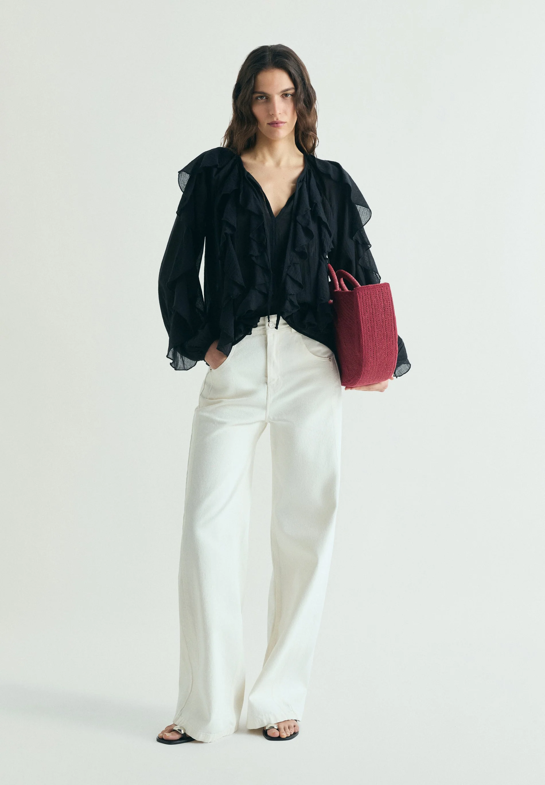 COTTON RUFFLED BLOUSE - Image 2