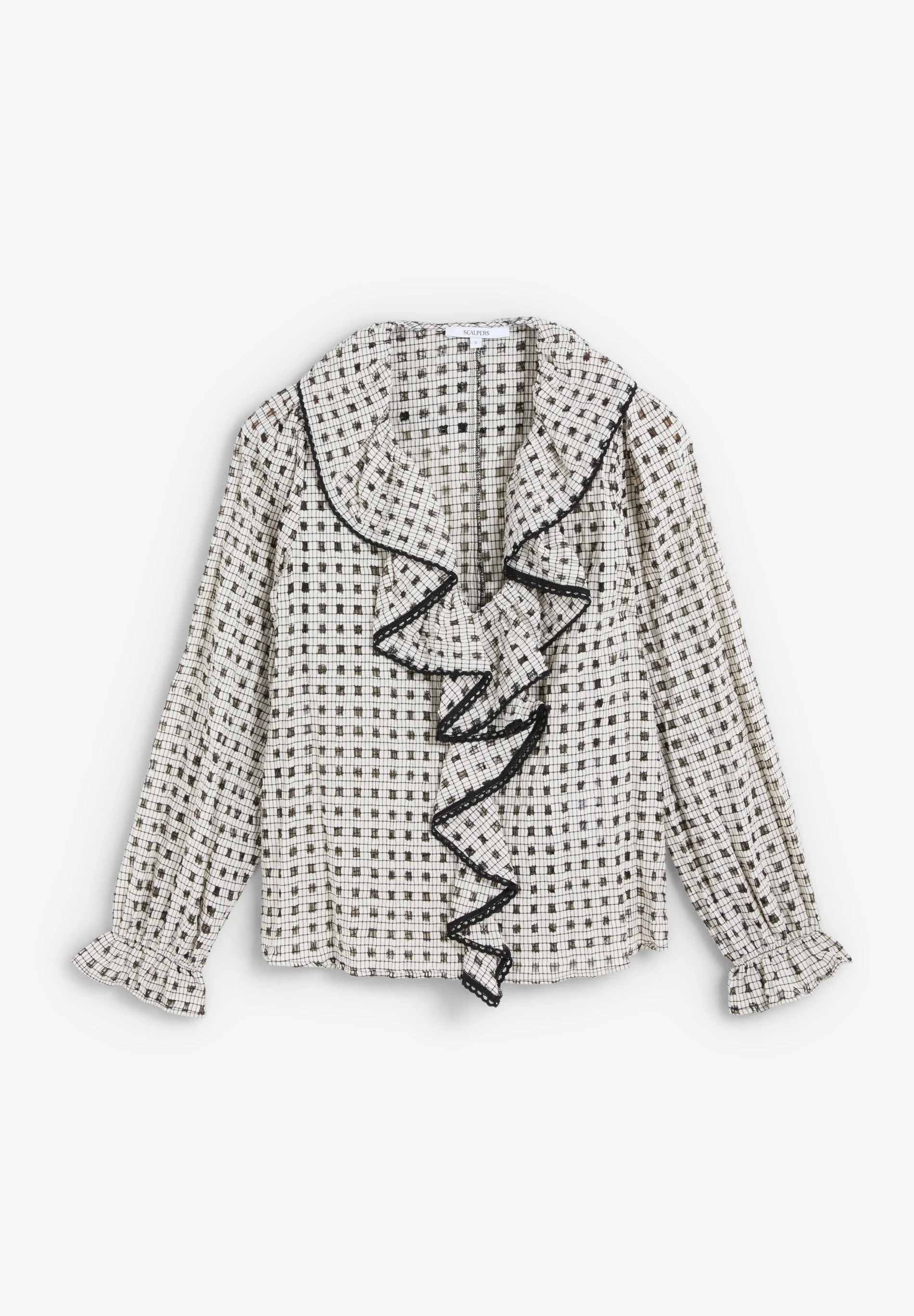 CHECK COTTON BLOUSE WITH RUFFLE - Image 5