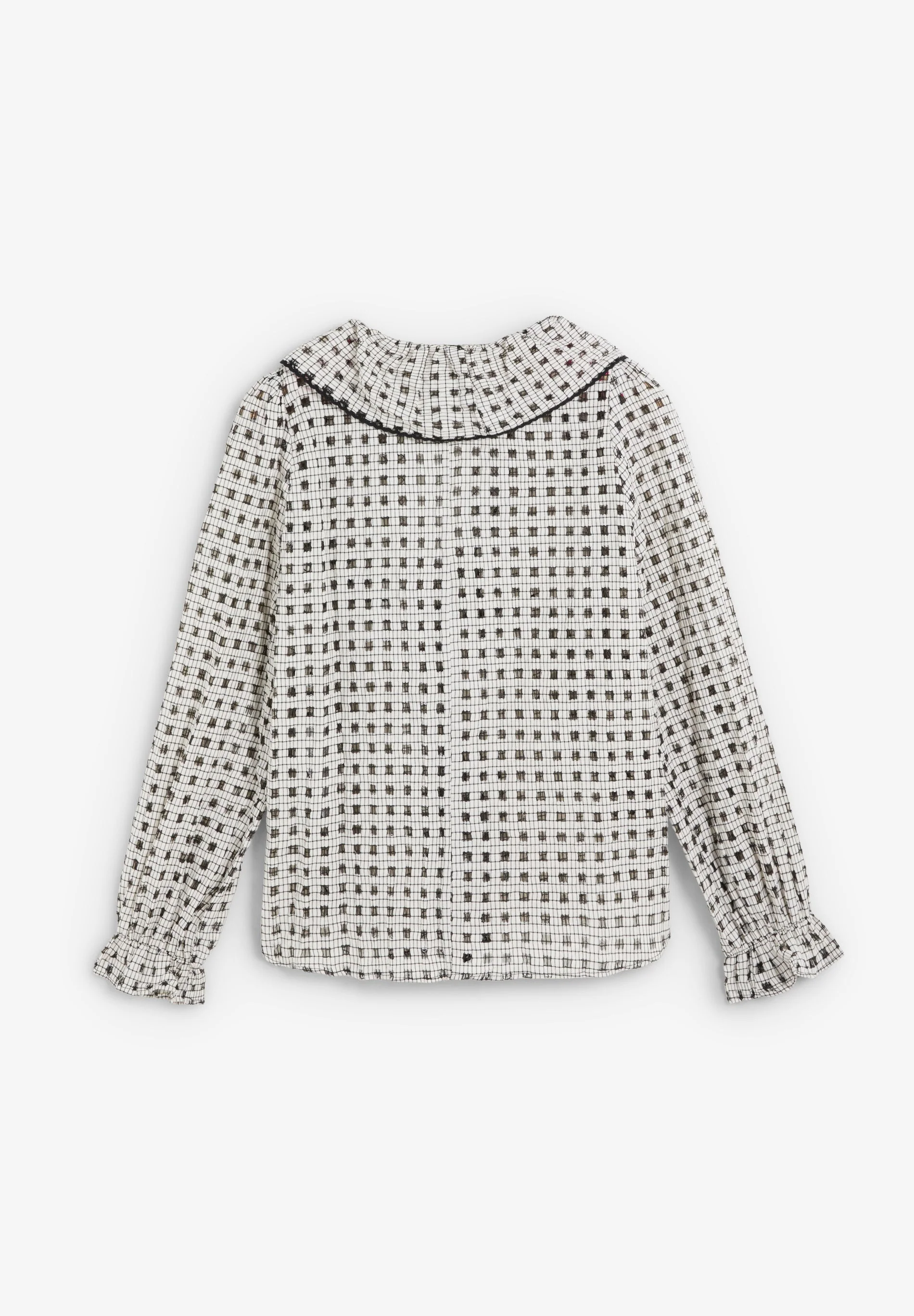 CHECK COTTON BLOUSE WITH RUFFLE - Image 6
