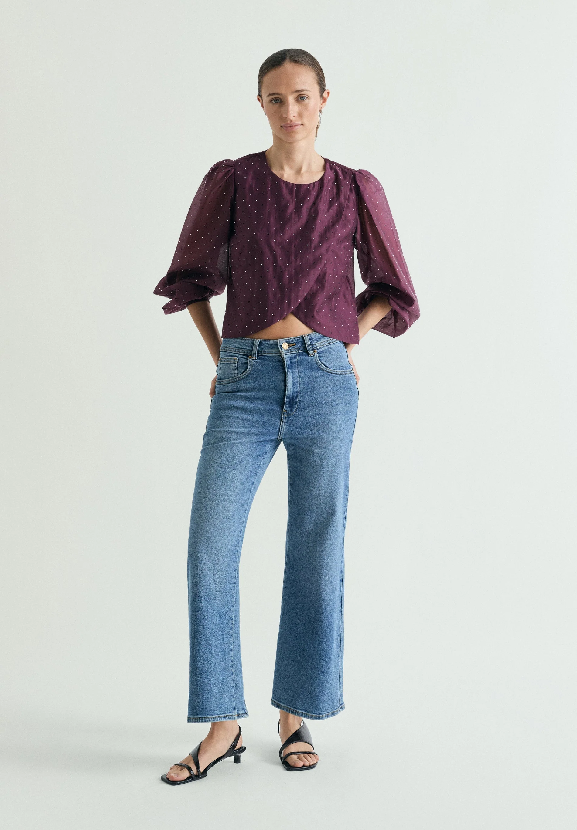 SATIN BLOUSE WITH RHINESTONES - Image 2