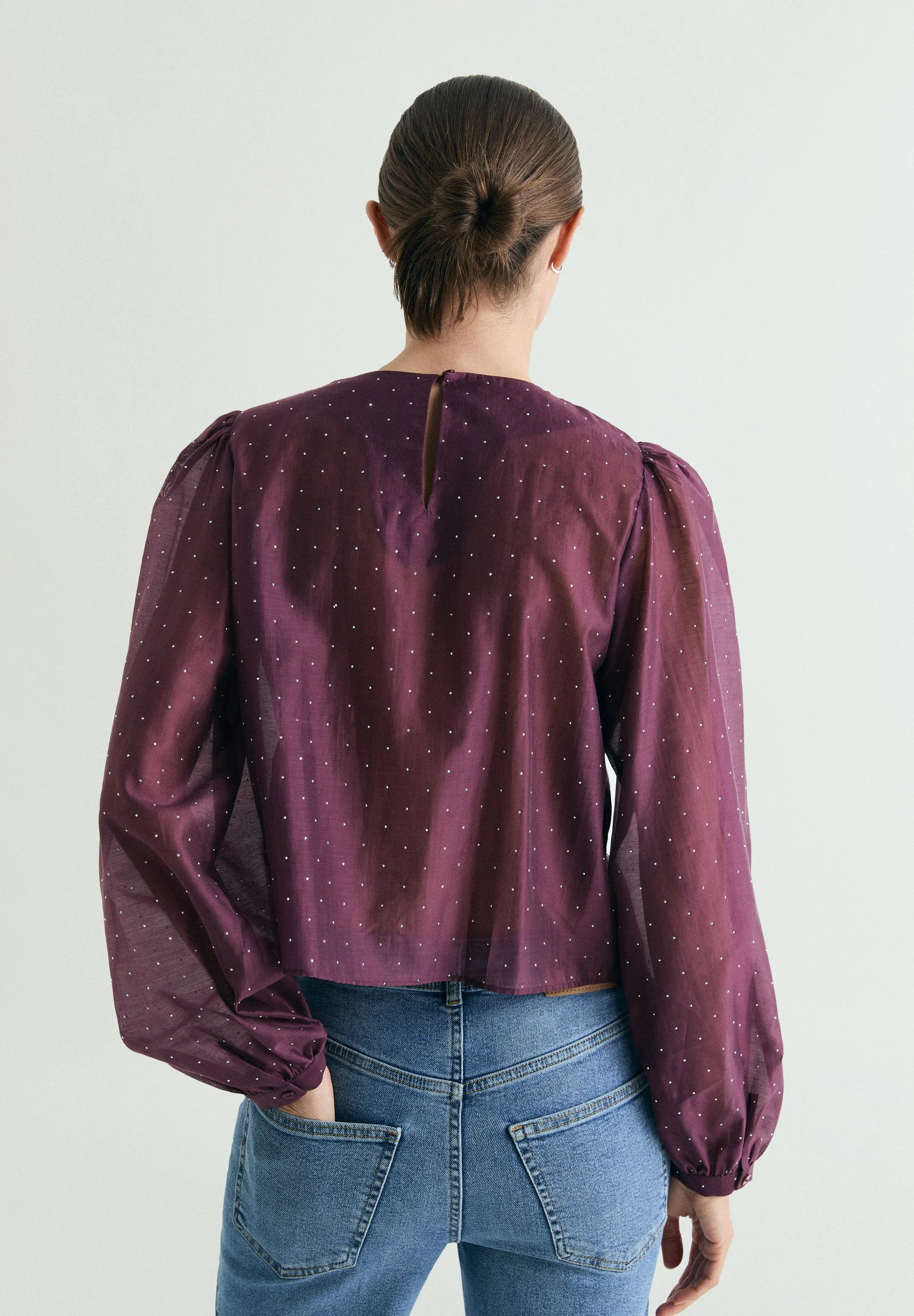 SATIN BLOUSE WITH RHINESTONES - Image 3