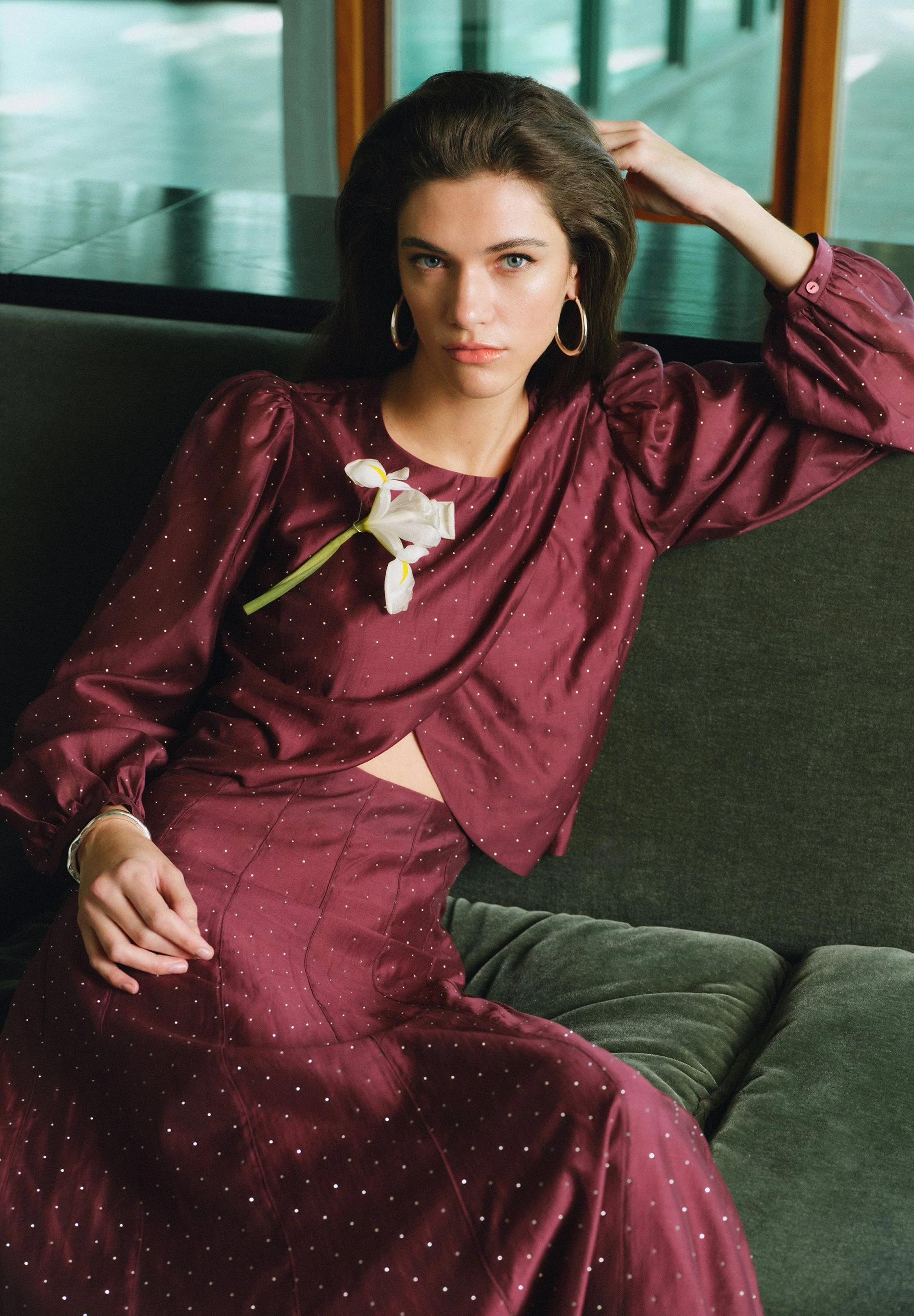 SATIN BLOUSE WITH RHINESTONES - Image 6