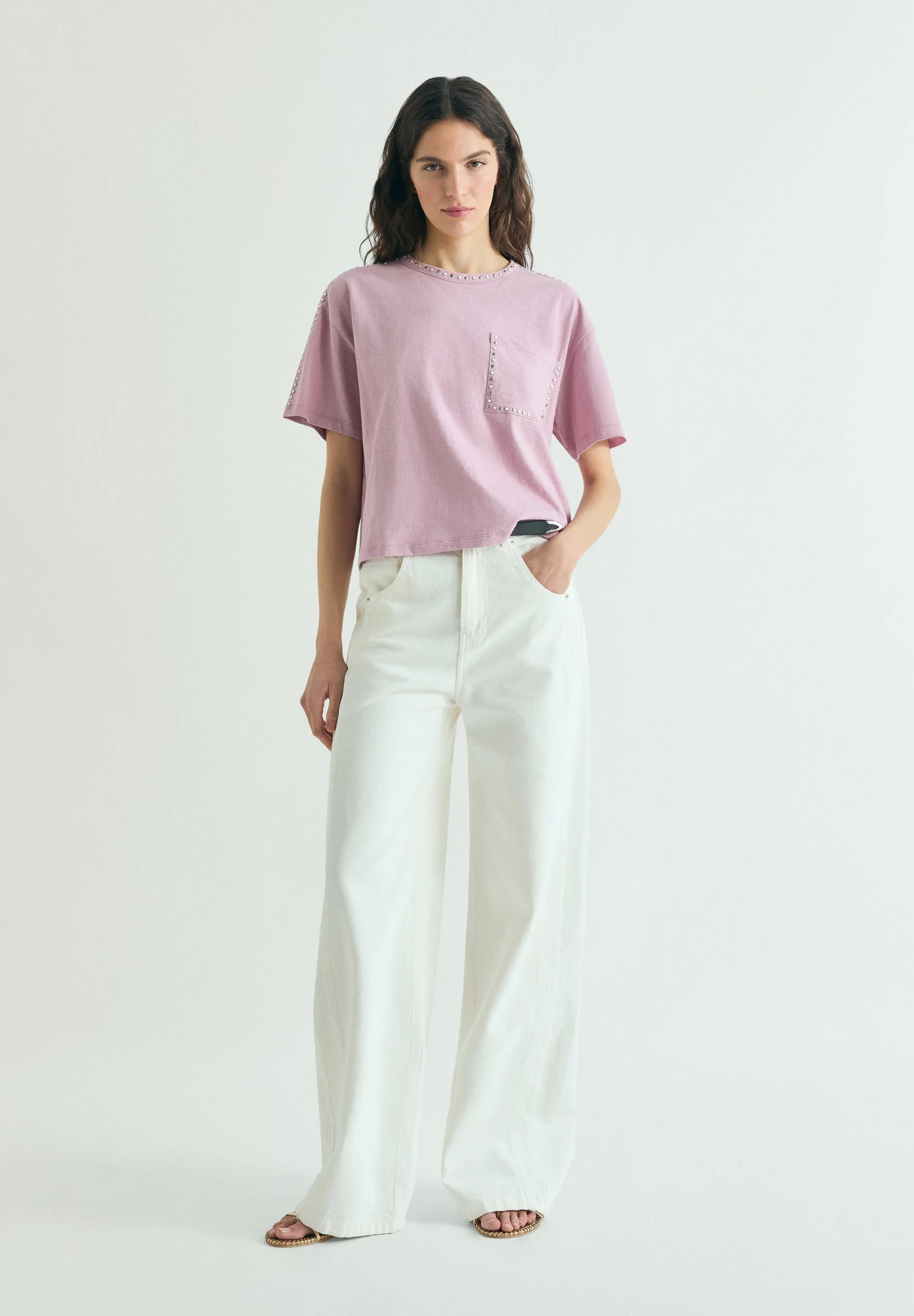 STUDDED T-SHIRT WITH POCKET - Image 2