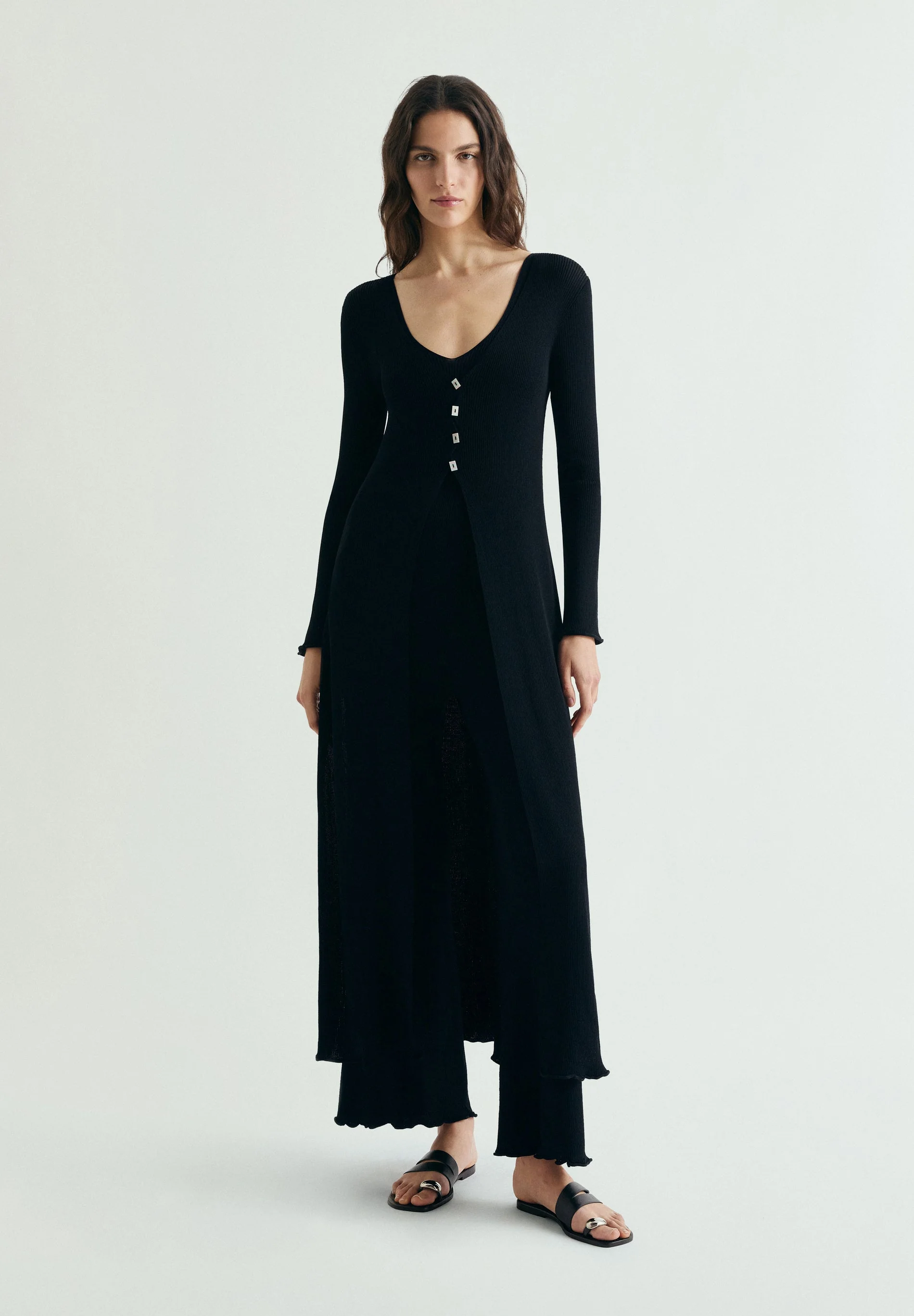 LONG RIBBED KNIT CARDIGAN - Image 6