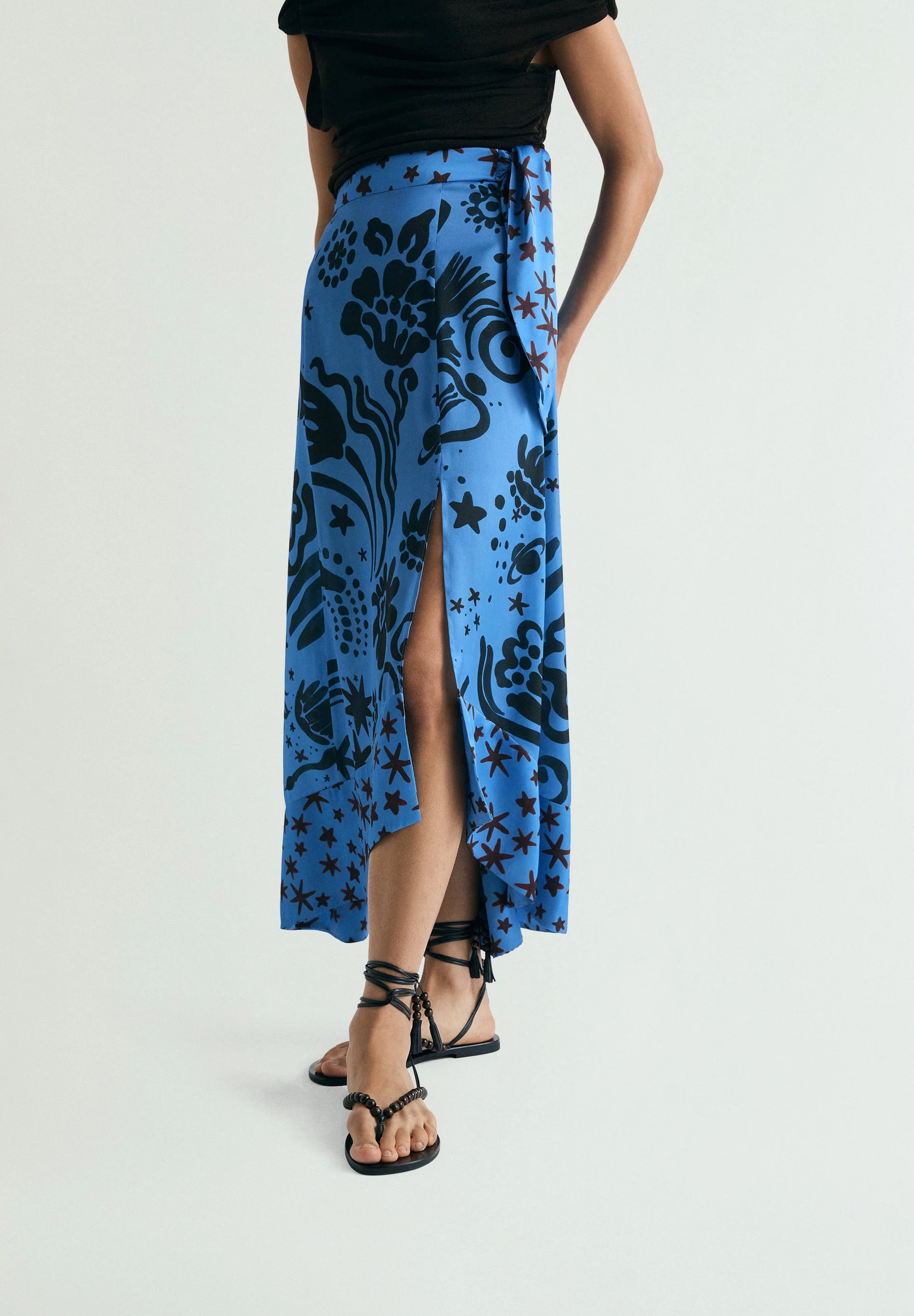 CONTRAST PRINT SKIRT - Image 3
