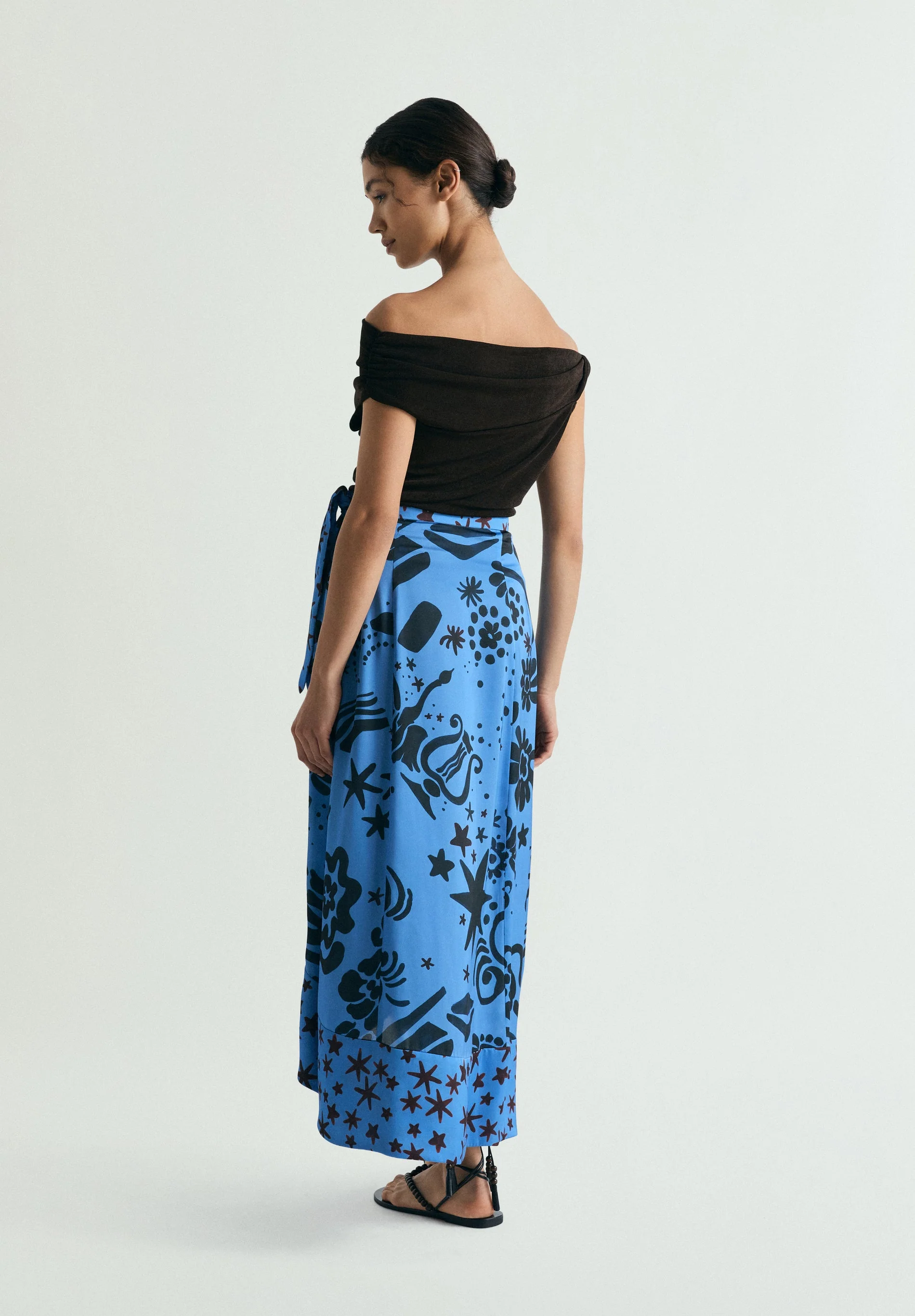 CONTRAST PRINT SKIRT - Image 4