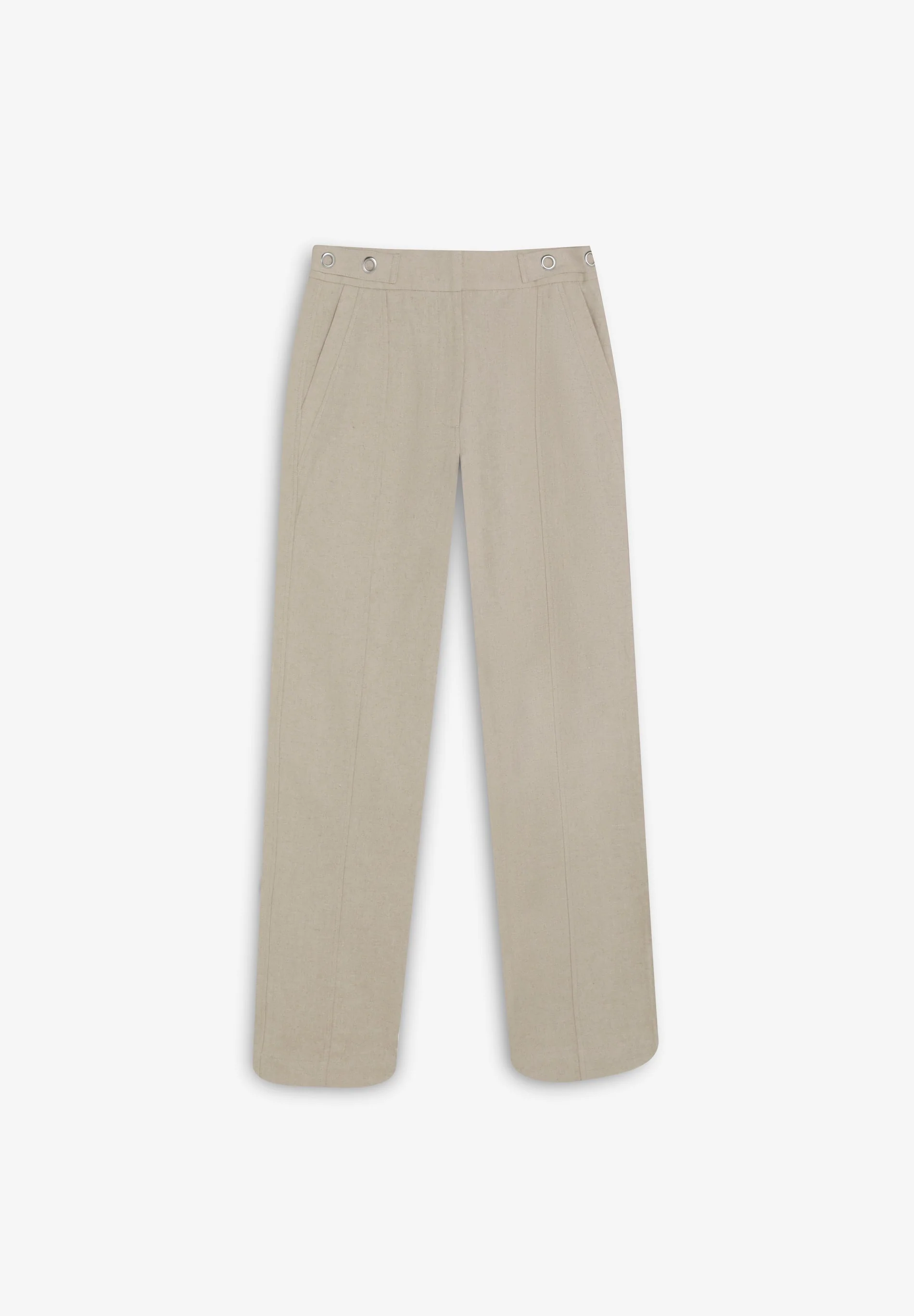 LINEN TROUSERS WITH METAL DETAILS - Image 4