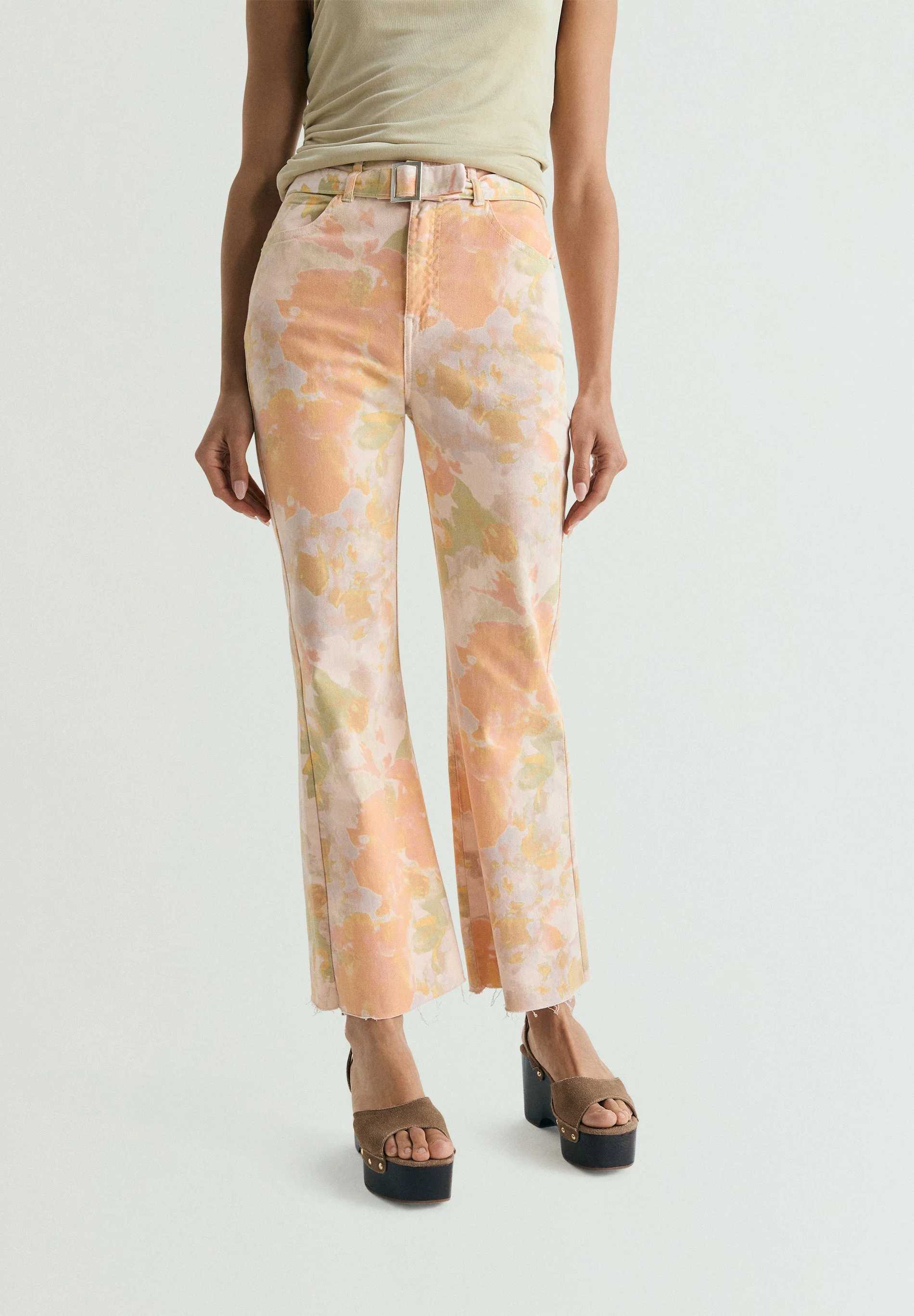 FLARED FLORAL PRINT JEANS - Image 2