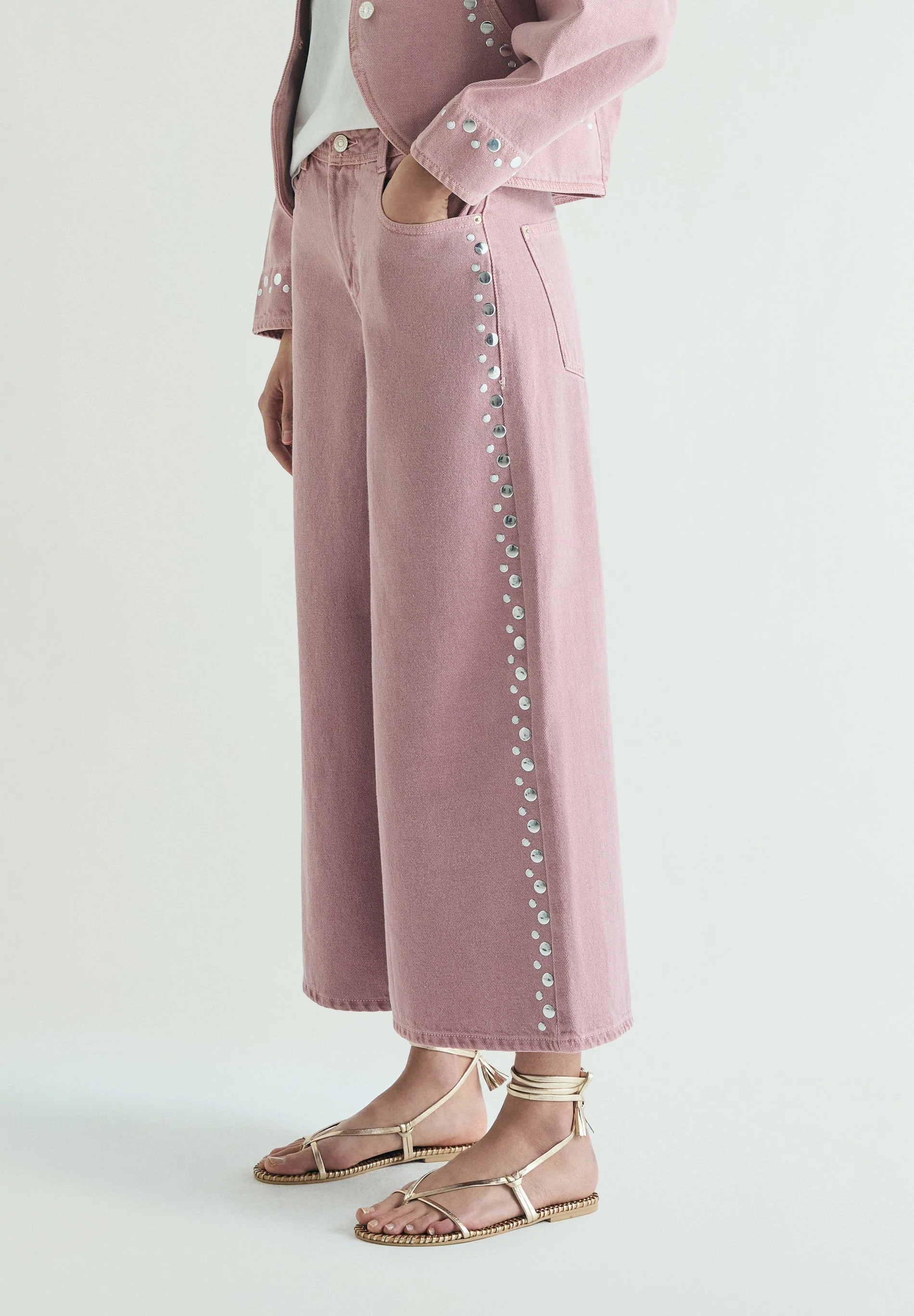 STUDDED CULOTTE JEANS - Image 2