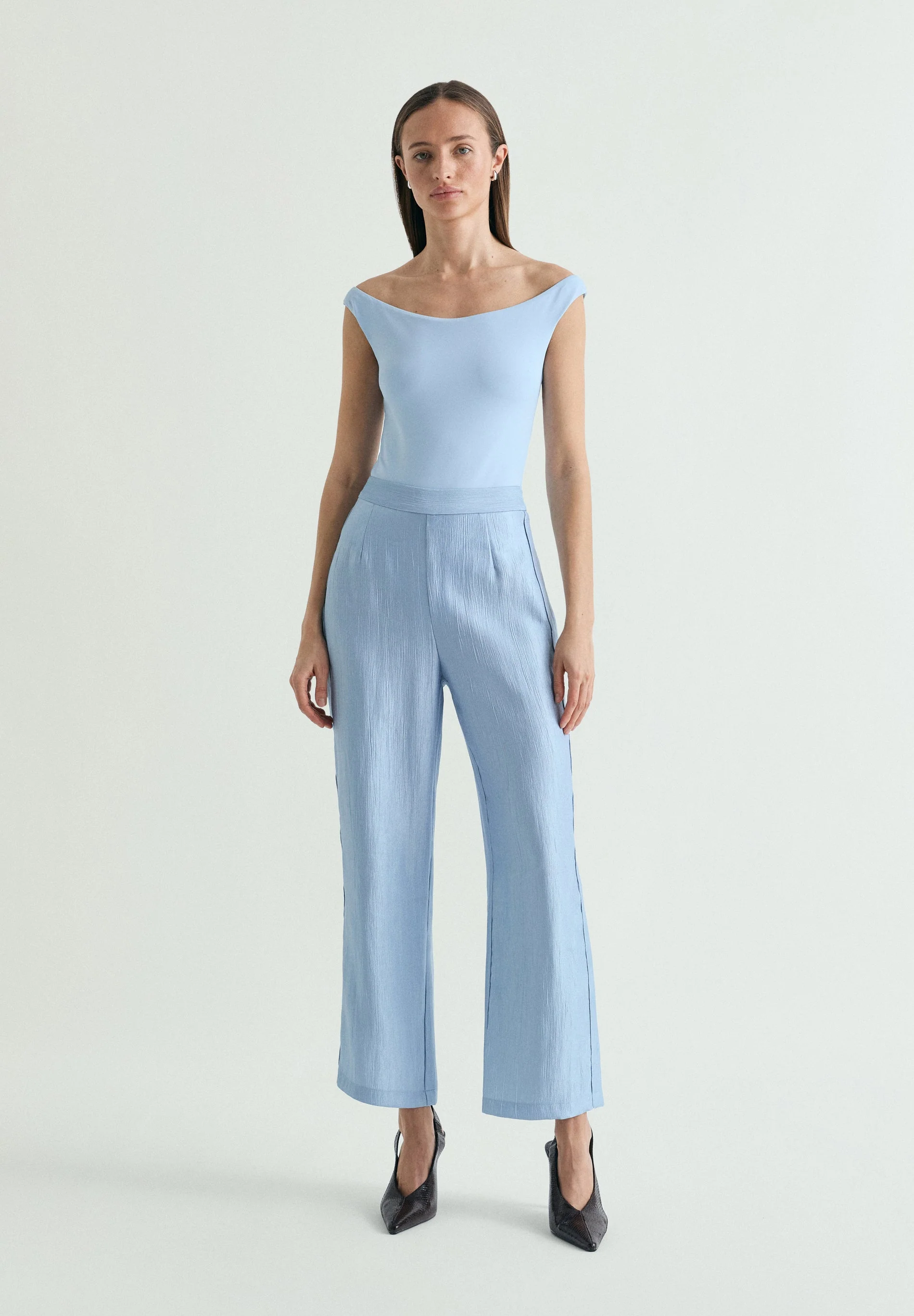JACQUARD TROUSERS WITH SCALLOPED DETAIL