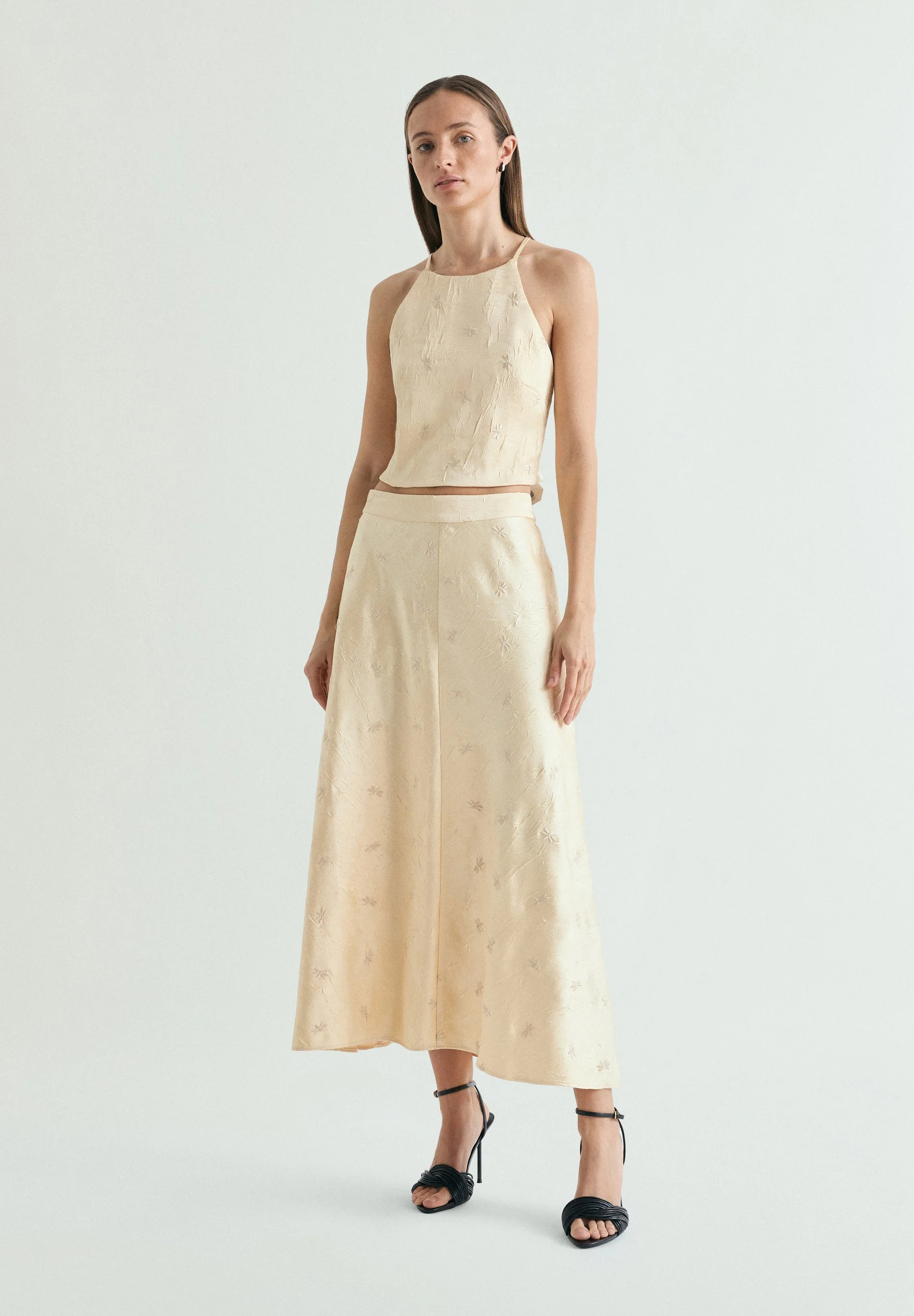 RUFFLED HALTER TOP WITH EMBROIDERY - Image 2