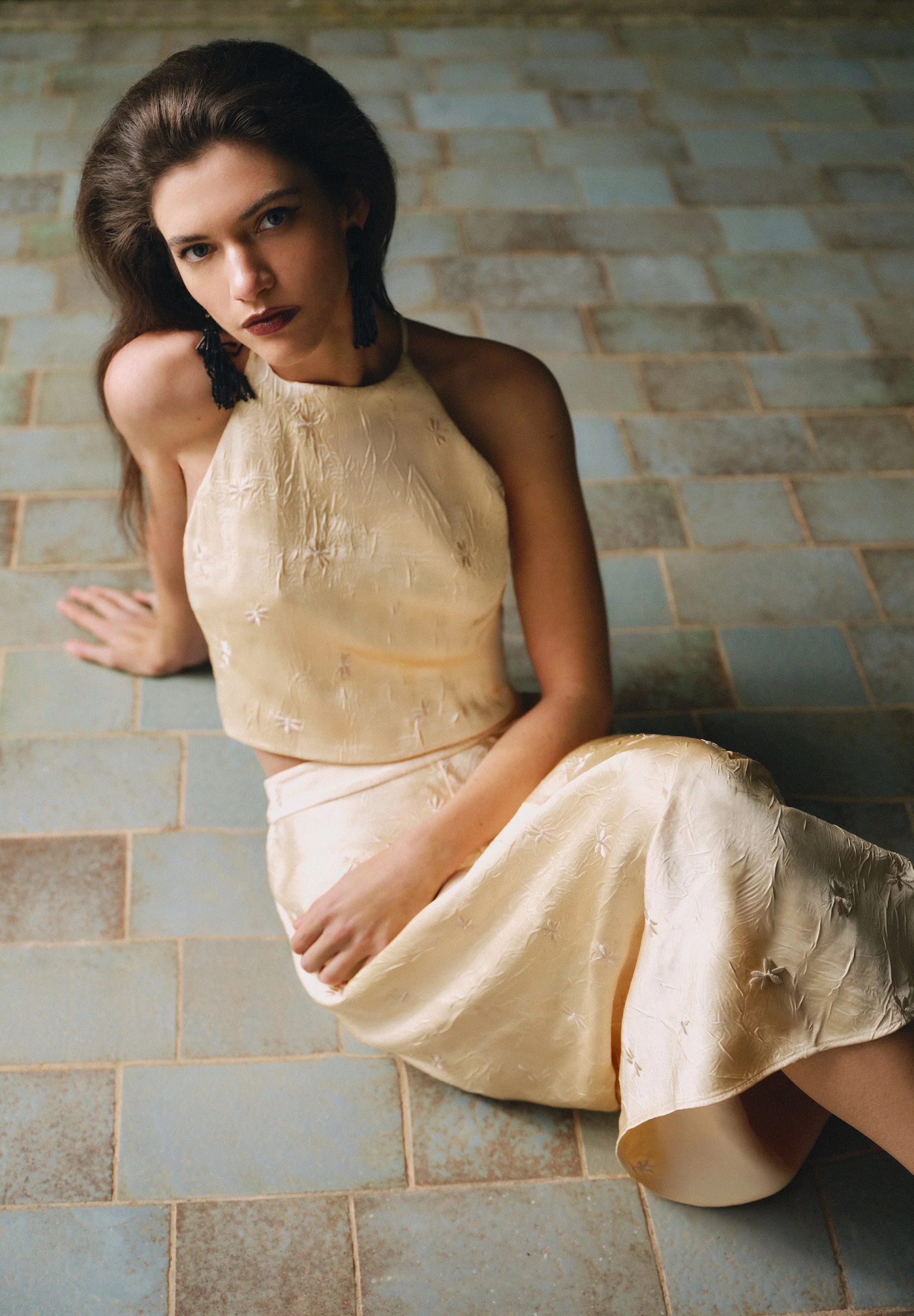 RUFFLED HALTER TOP WITH EMBROIDERY - Image 6