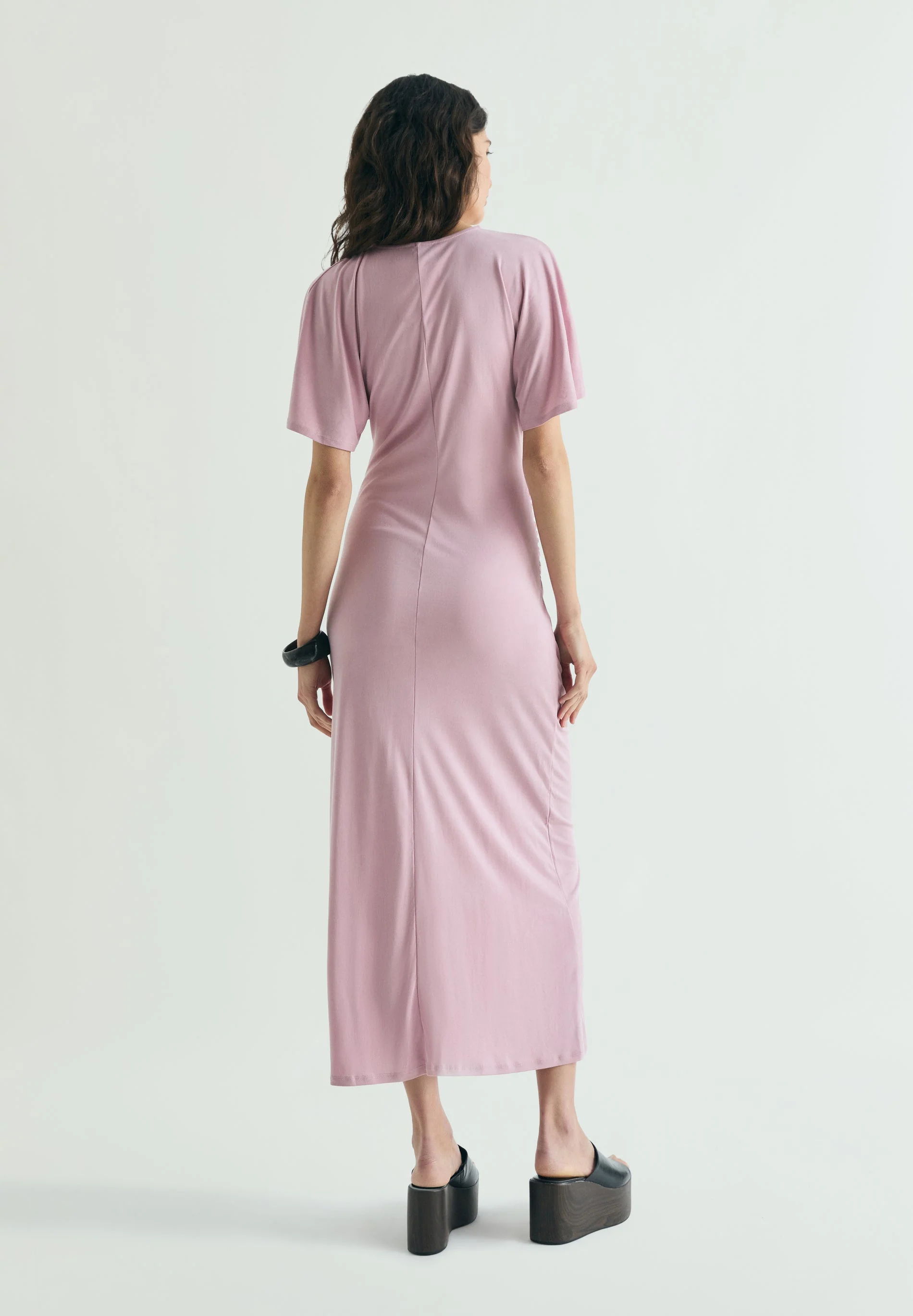 GATHERED CUPRO DRESS - Image 5