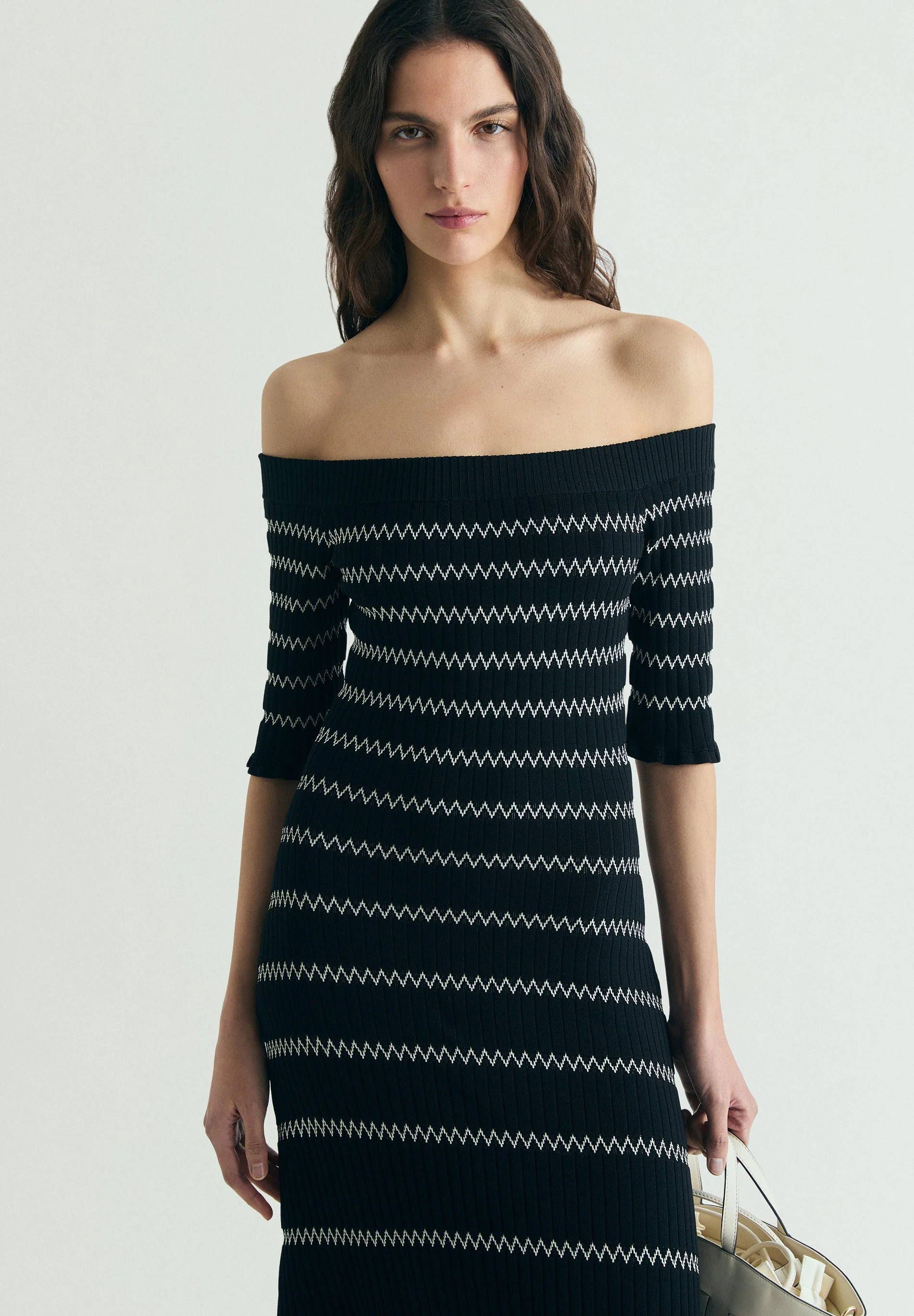 BARDOT NECKLINE KNIT DRESS - Image 2