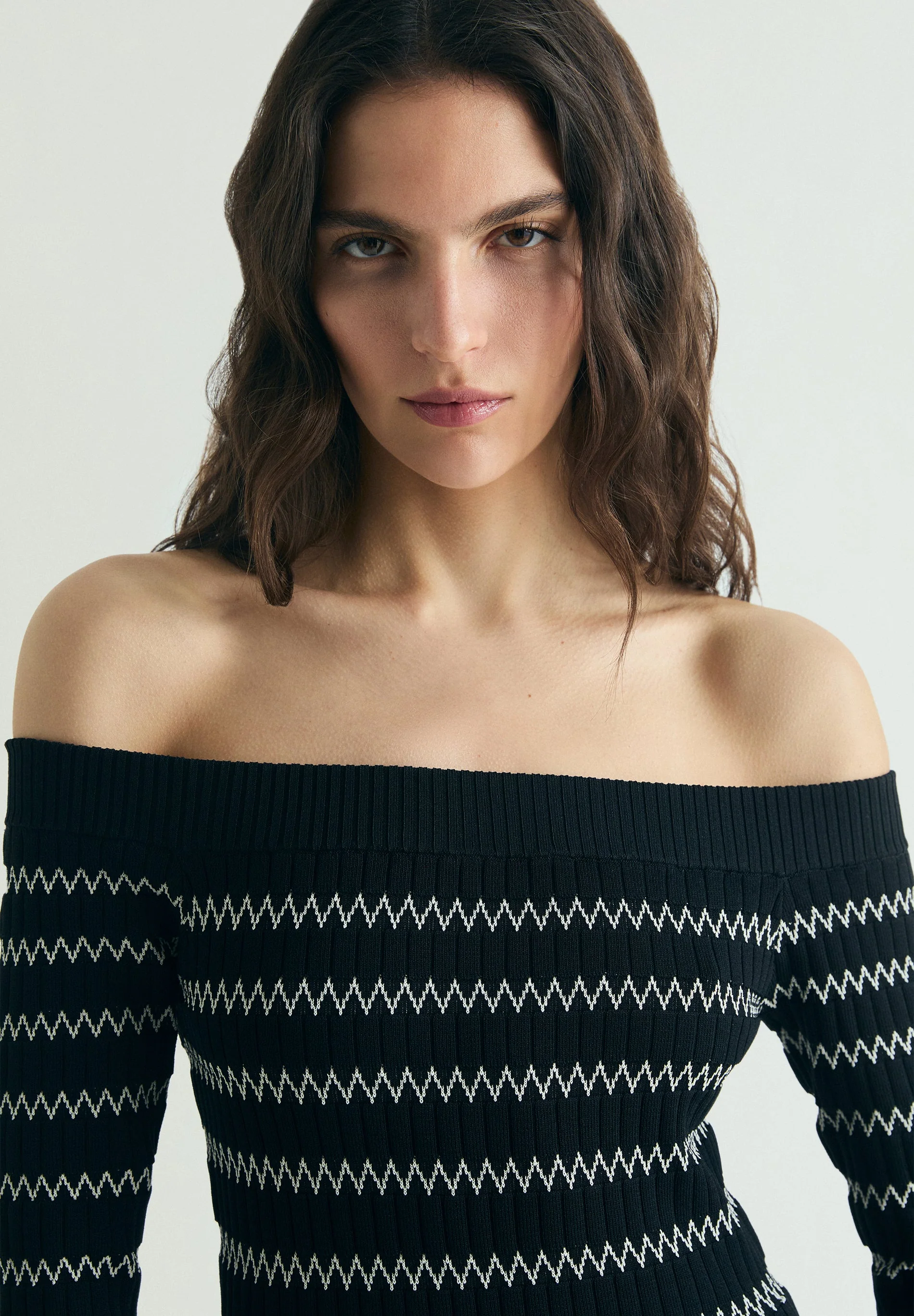 BARDOT NECKLINE KNIT DRESS - Image 3