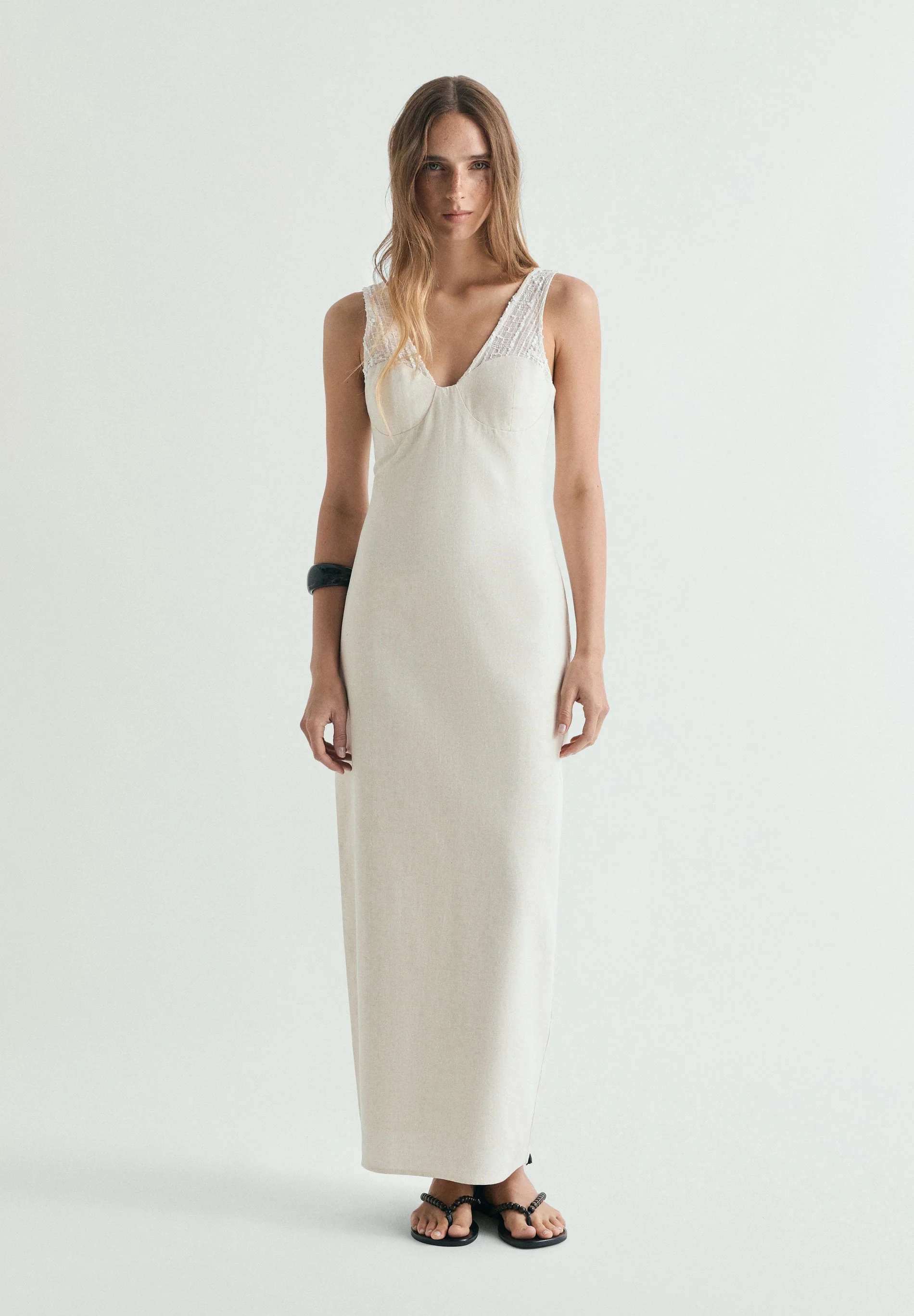 LINEN MIDI DRESS - Image 2
