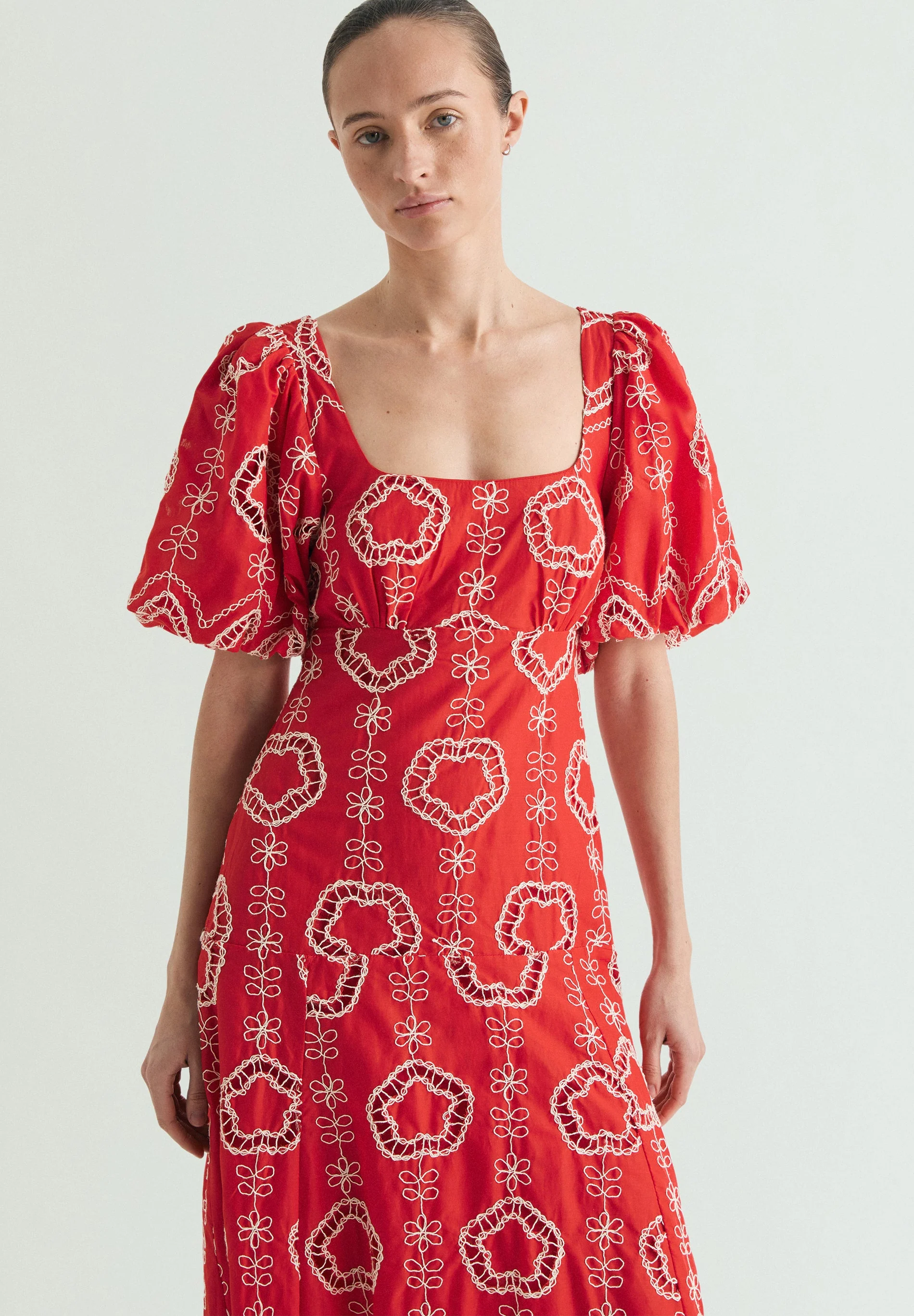 PUFF SLEEVE MIDI DRESS - Image 2