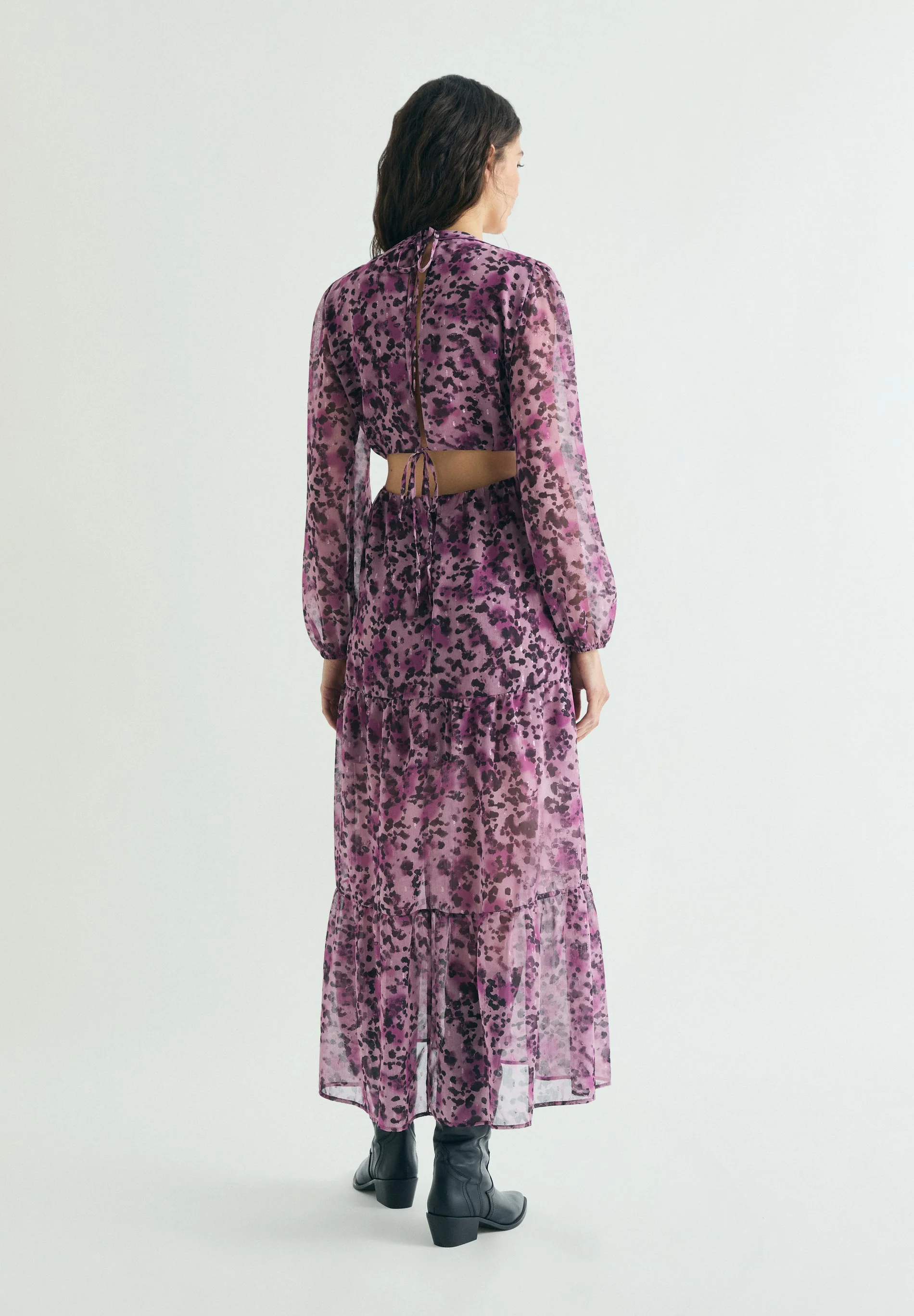 PRINTED MIDI DRESS WITH OPENINGS - Image 3