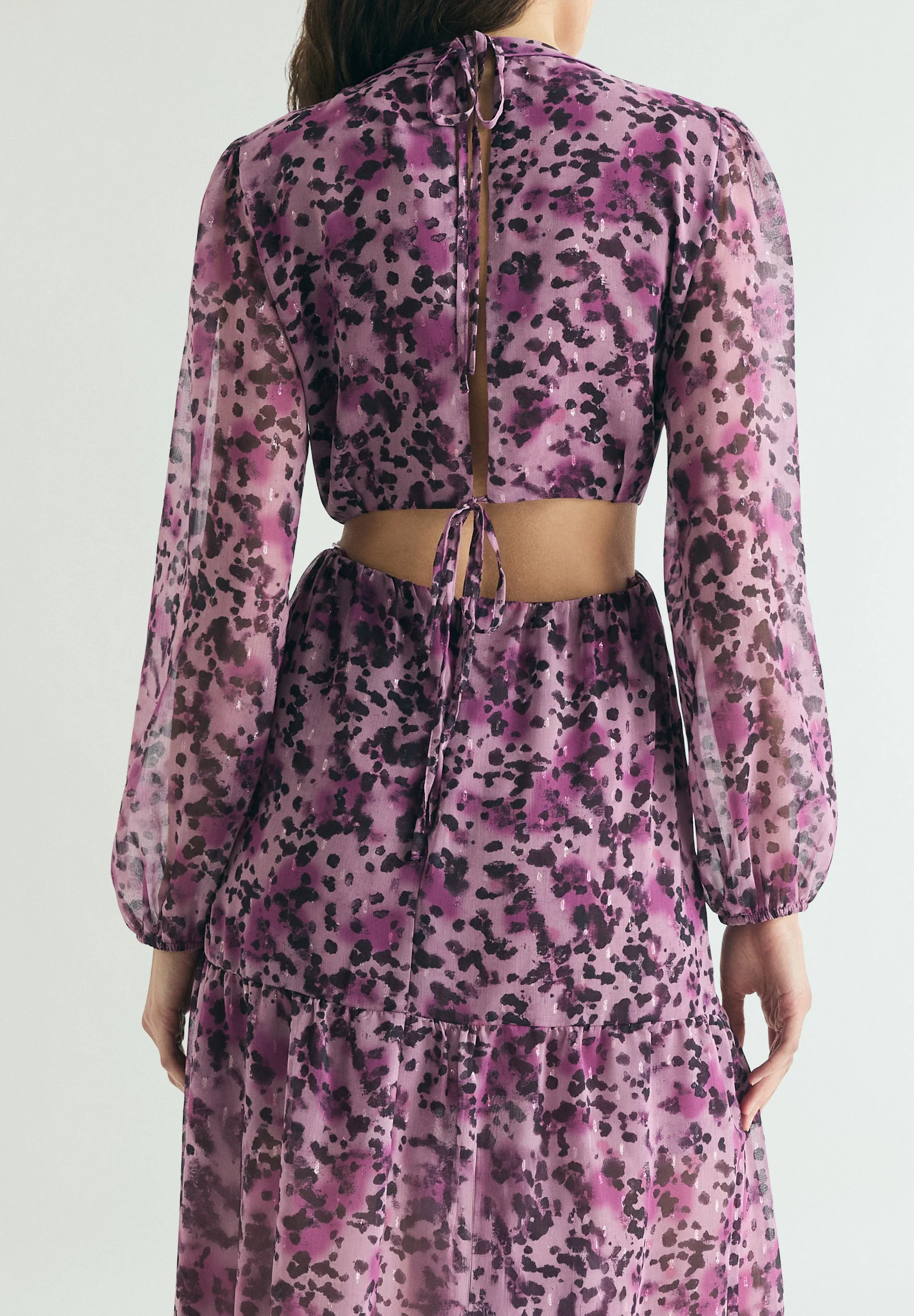 PRINTED MIDI DRESS WITH OPENINGS - Image 5
