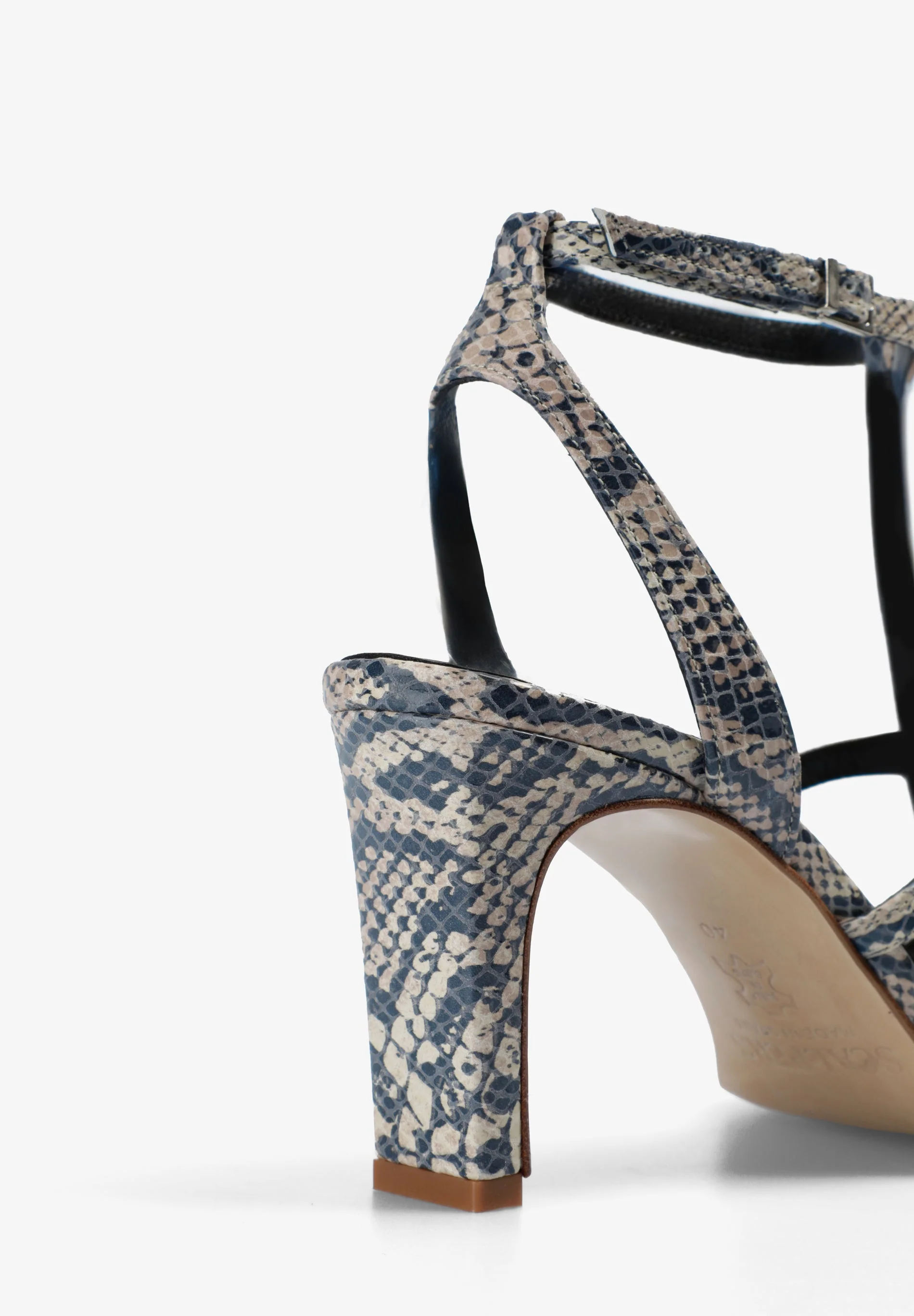 100% LEATHER HEELED SANDALS - Image 2