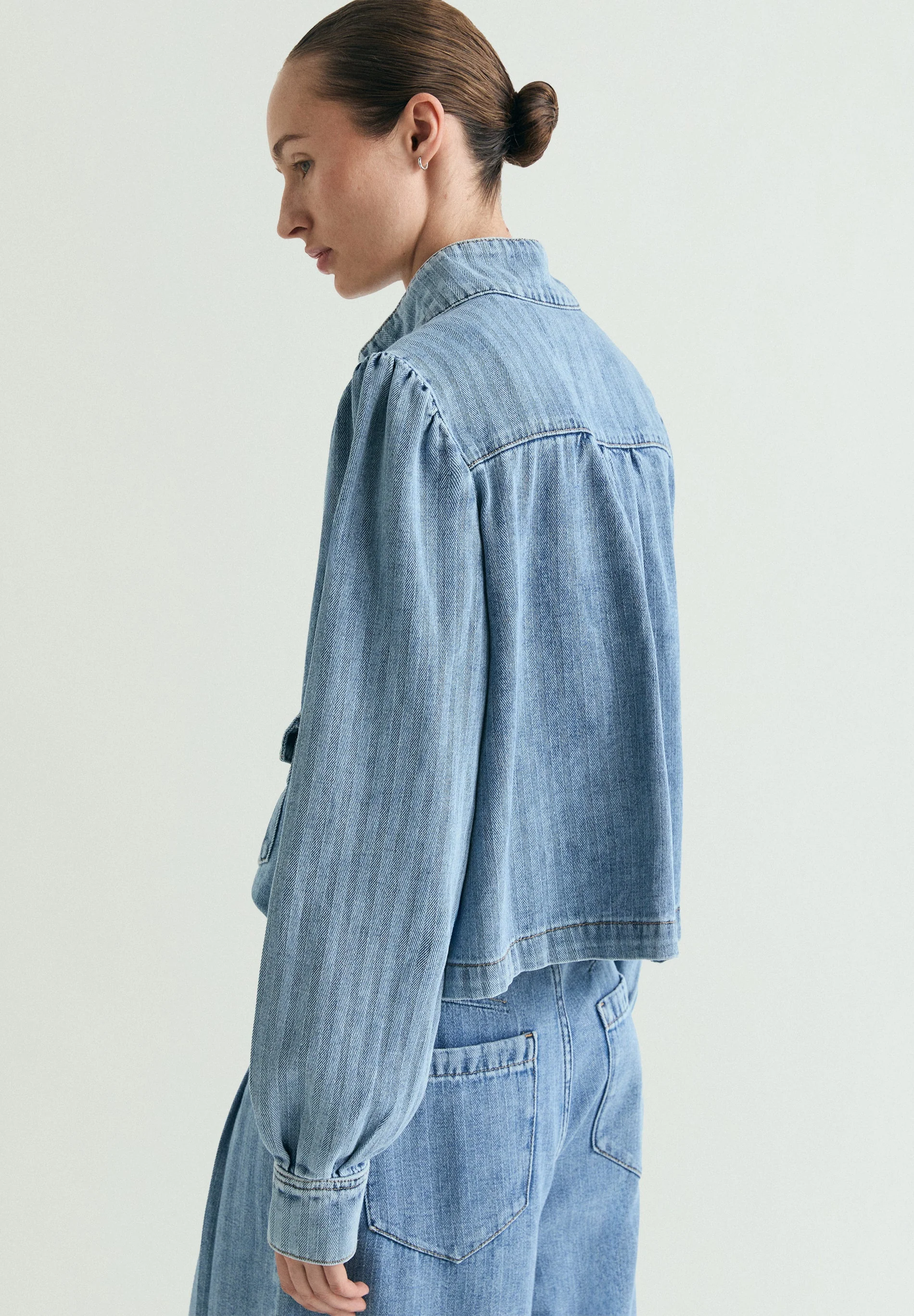 PUFF SLEEVE DENIM JACKET - Image 3