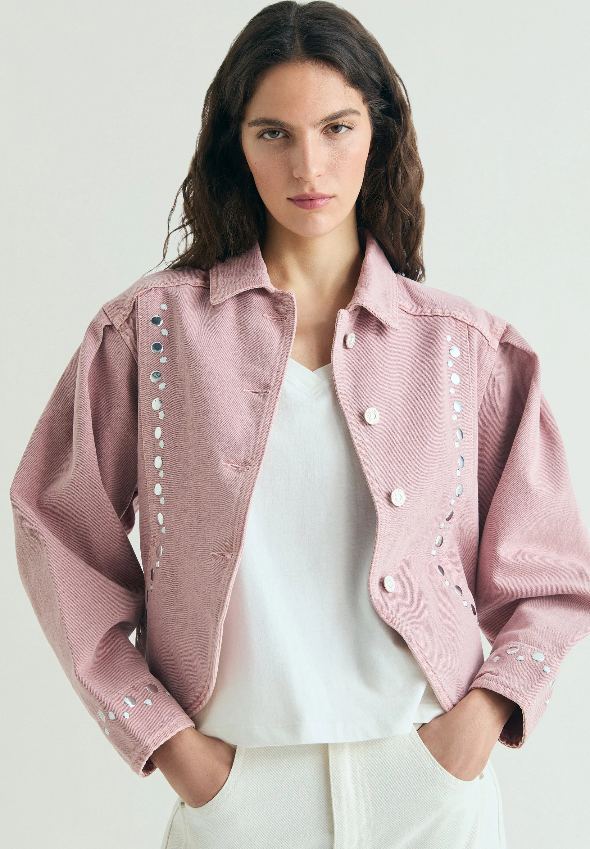 STUDDED DENIM JACKET - Image 4