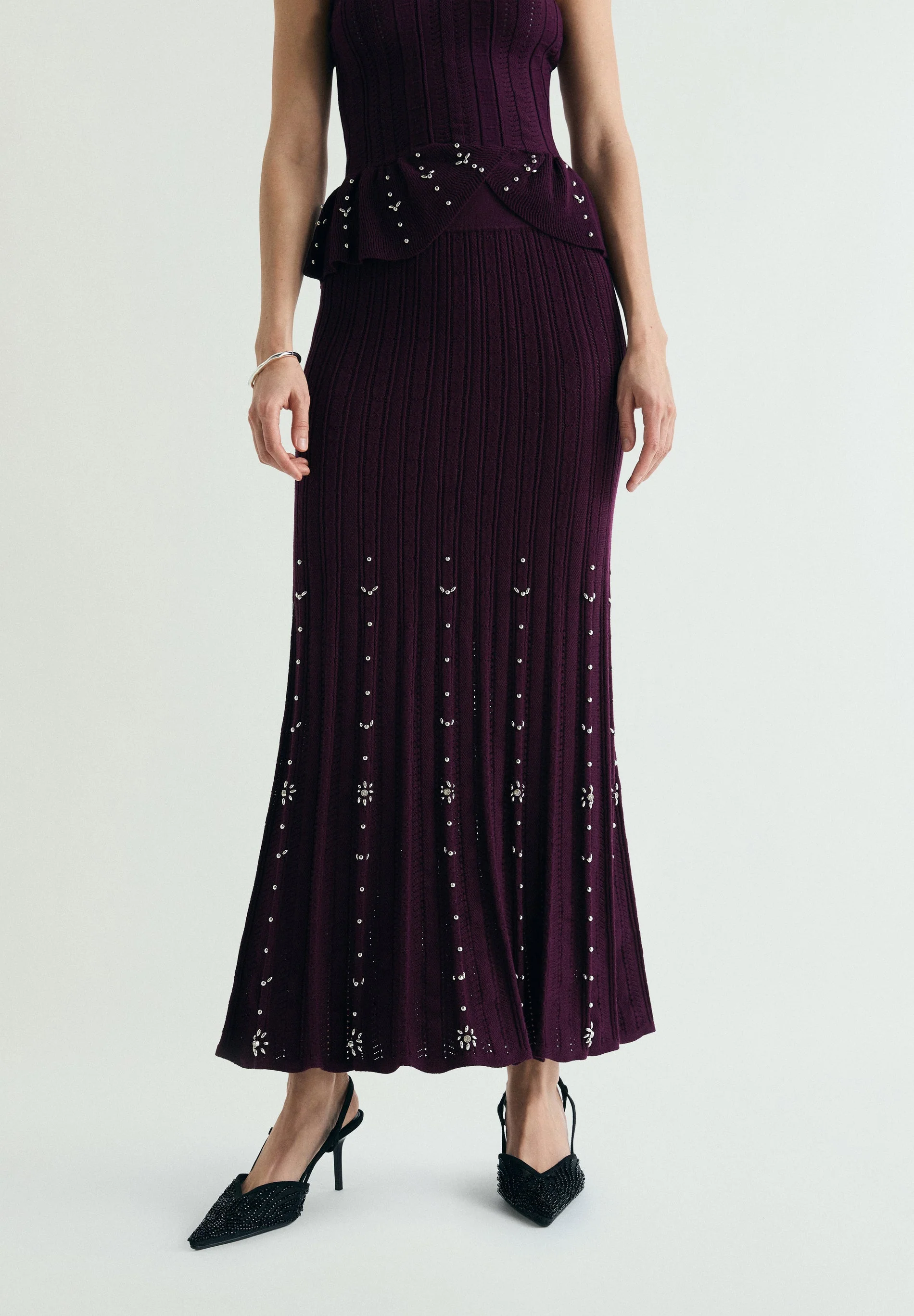 MIDI SKIRT WITH RHINESTONES - Image 2