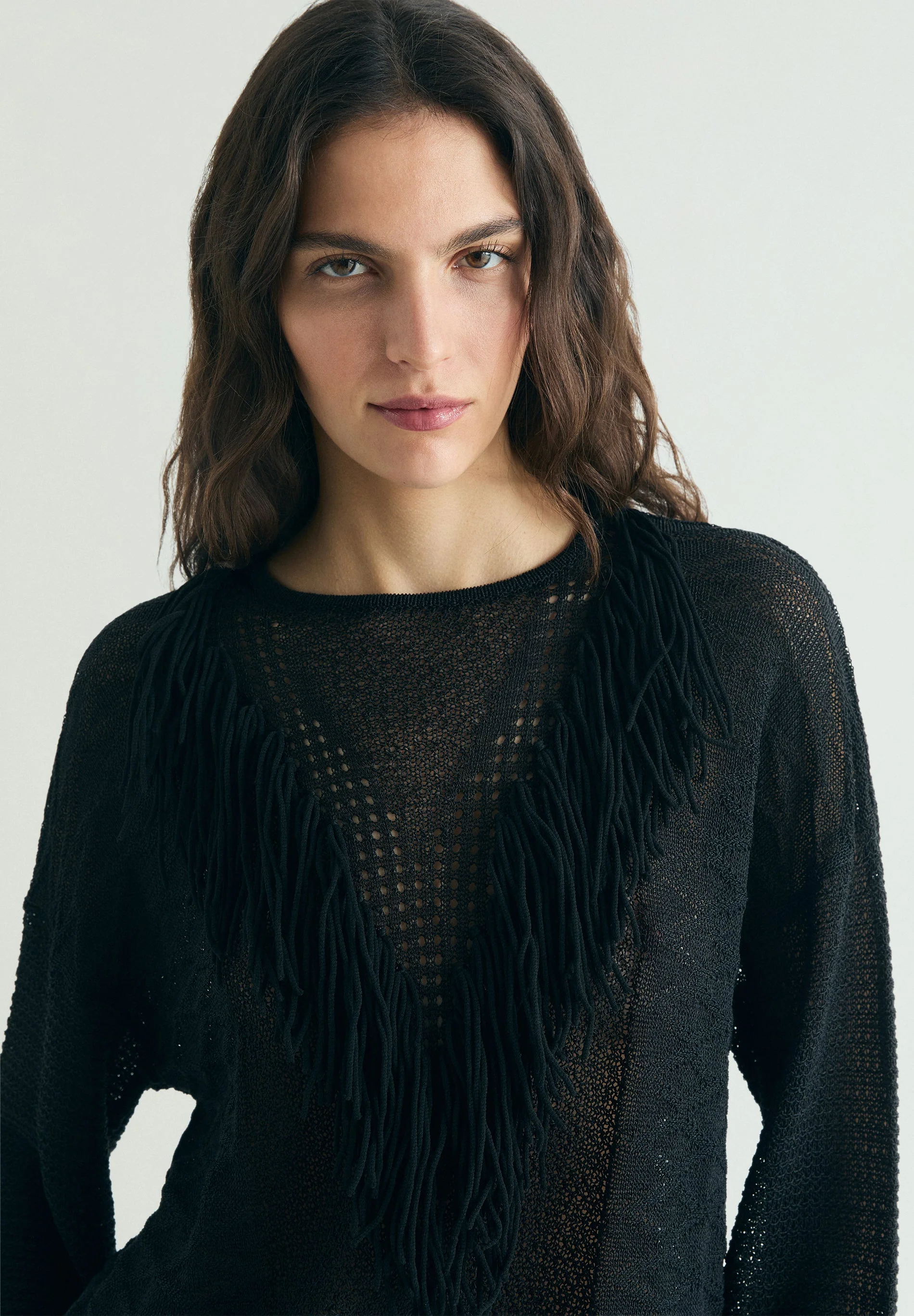 OPENWORK JUMPER WITH FRINGES - Image 3