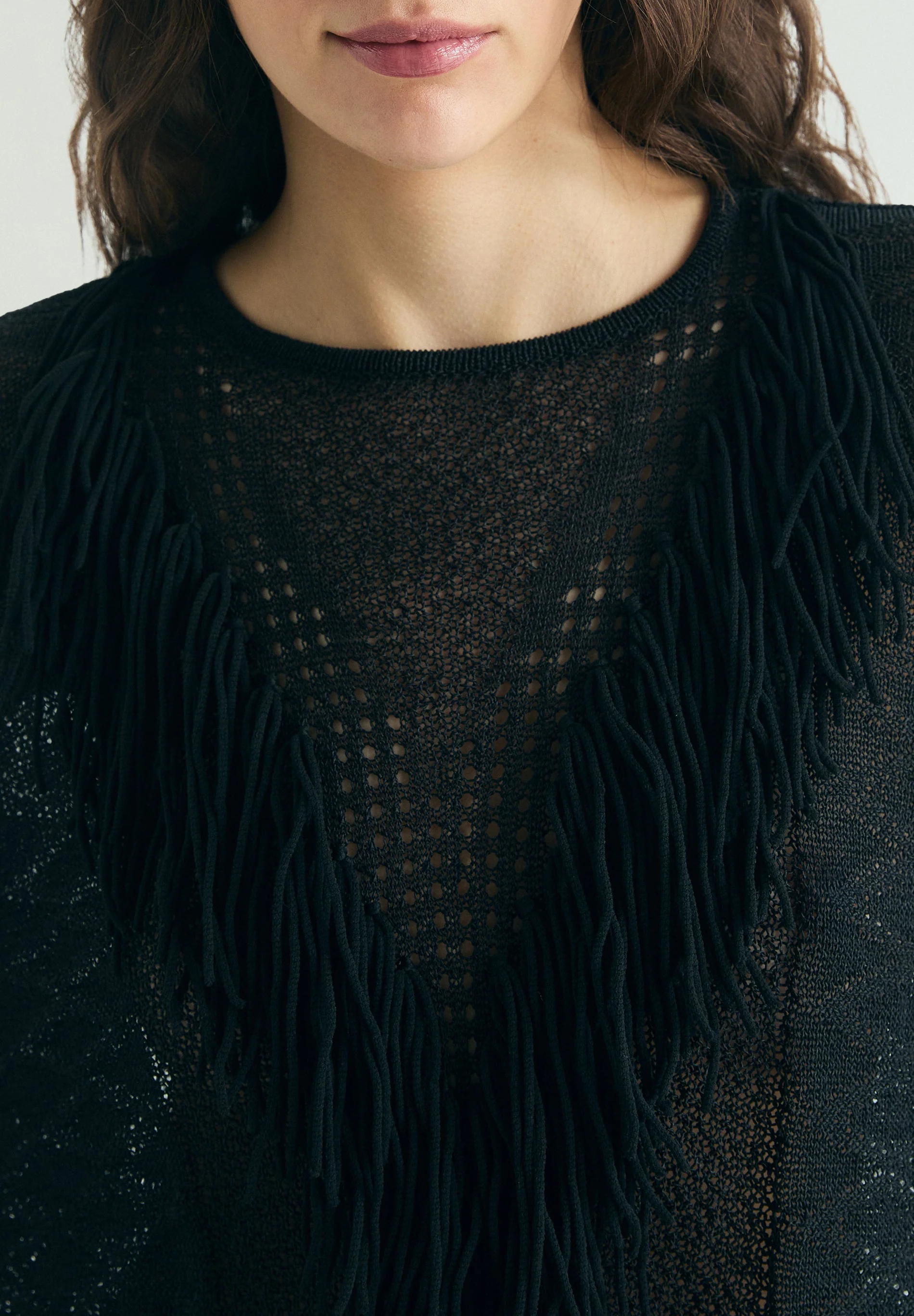 OPENWORK JUMPER WITH FRINGES - Image 4