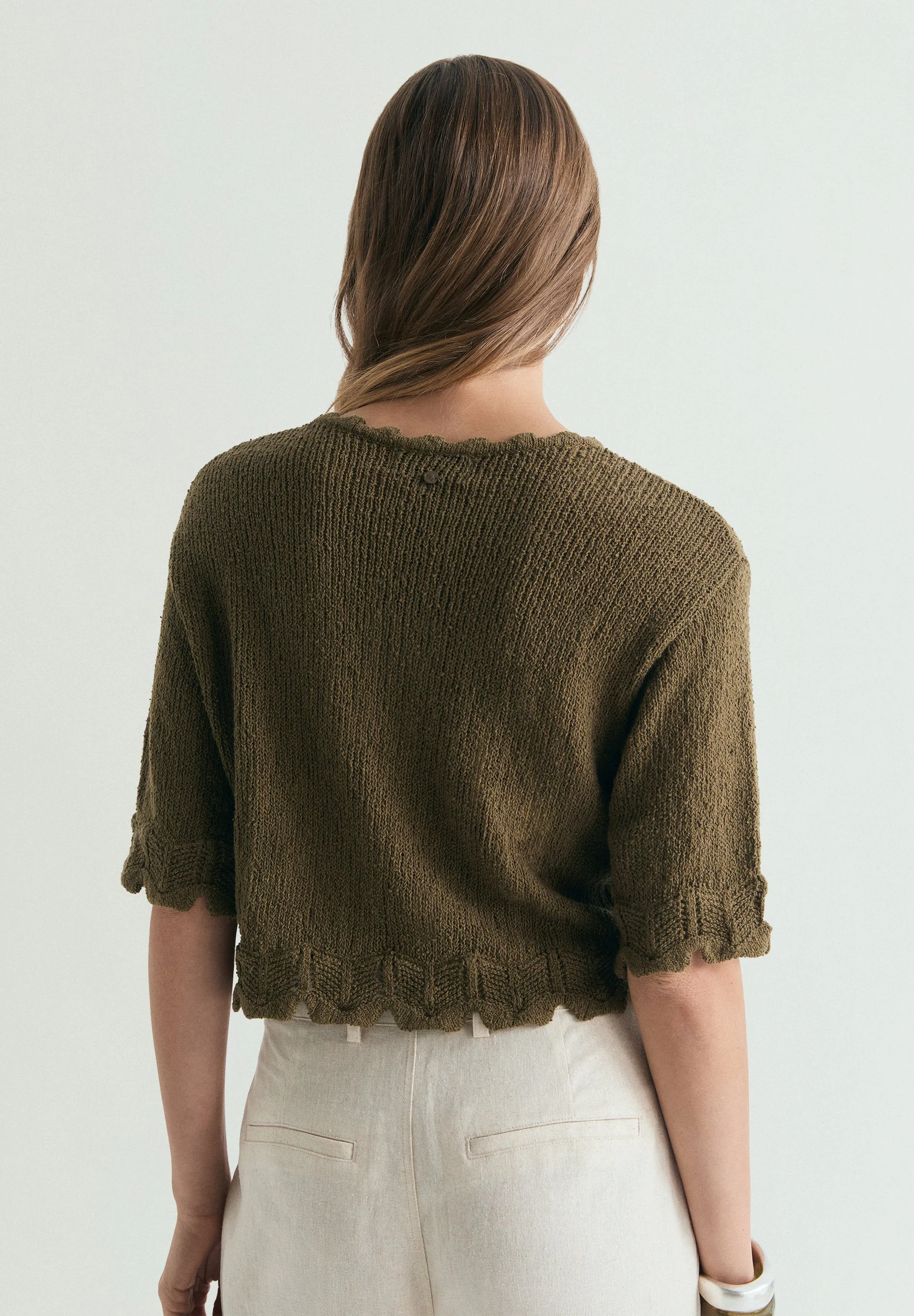 CROPPED SHORT SLEEVE SWEATER - Image 3
